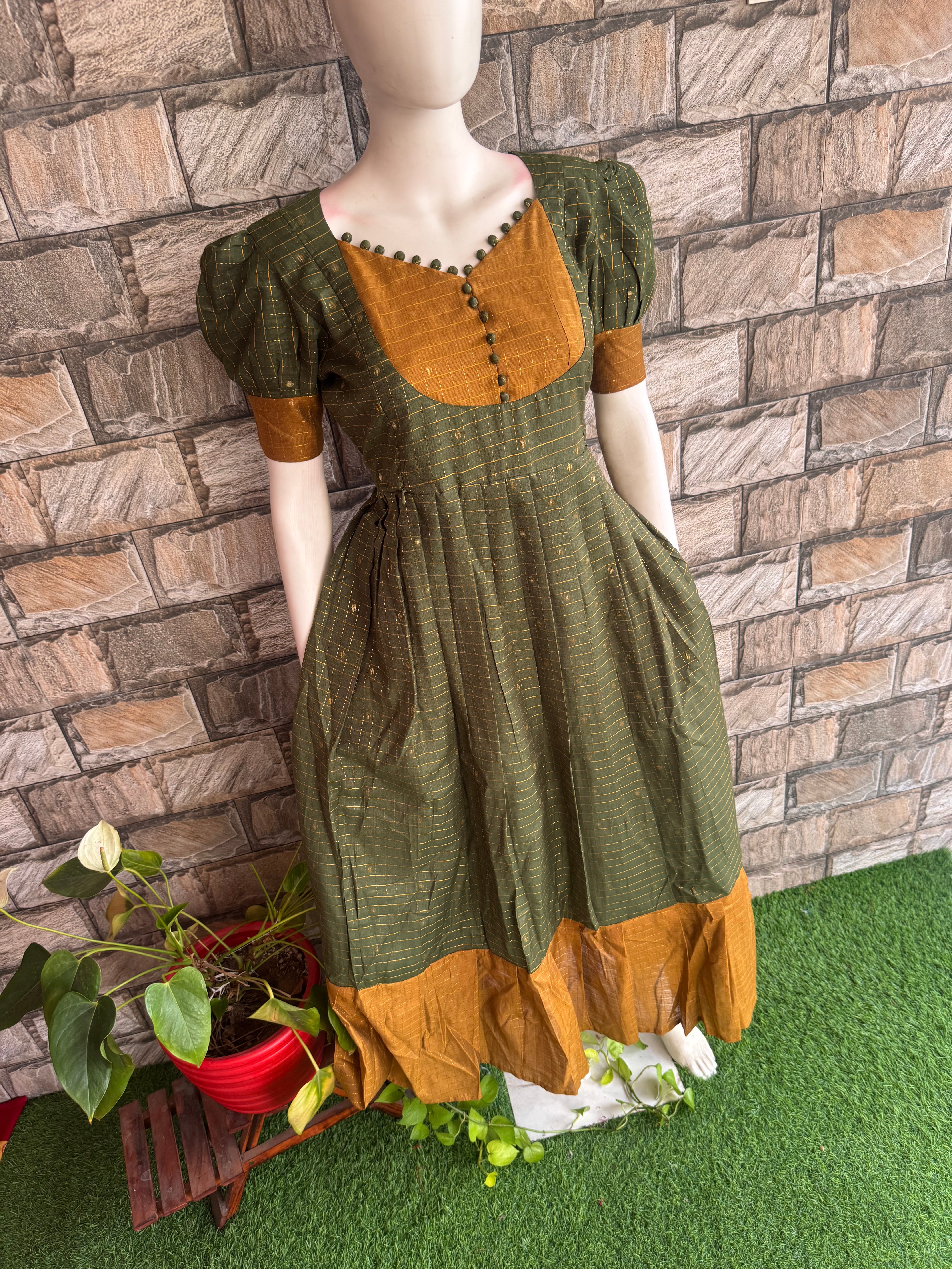 Festive wear Maternity Handloom silk maxi Mahendi