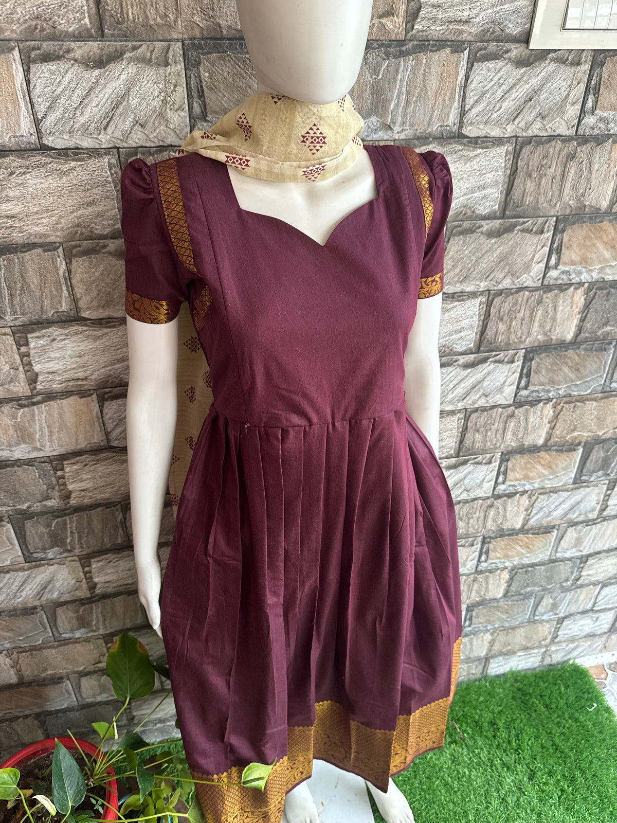 Diwali series Maternity raw silk maxi maroon  - without Dupatta PRE ORDER 4 business days