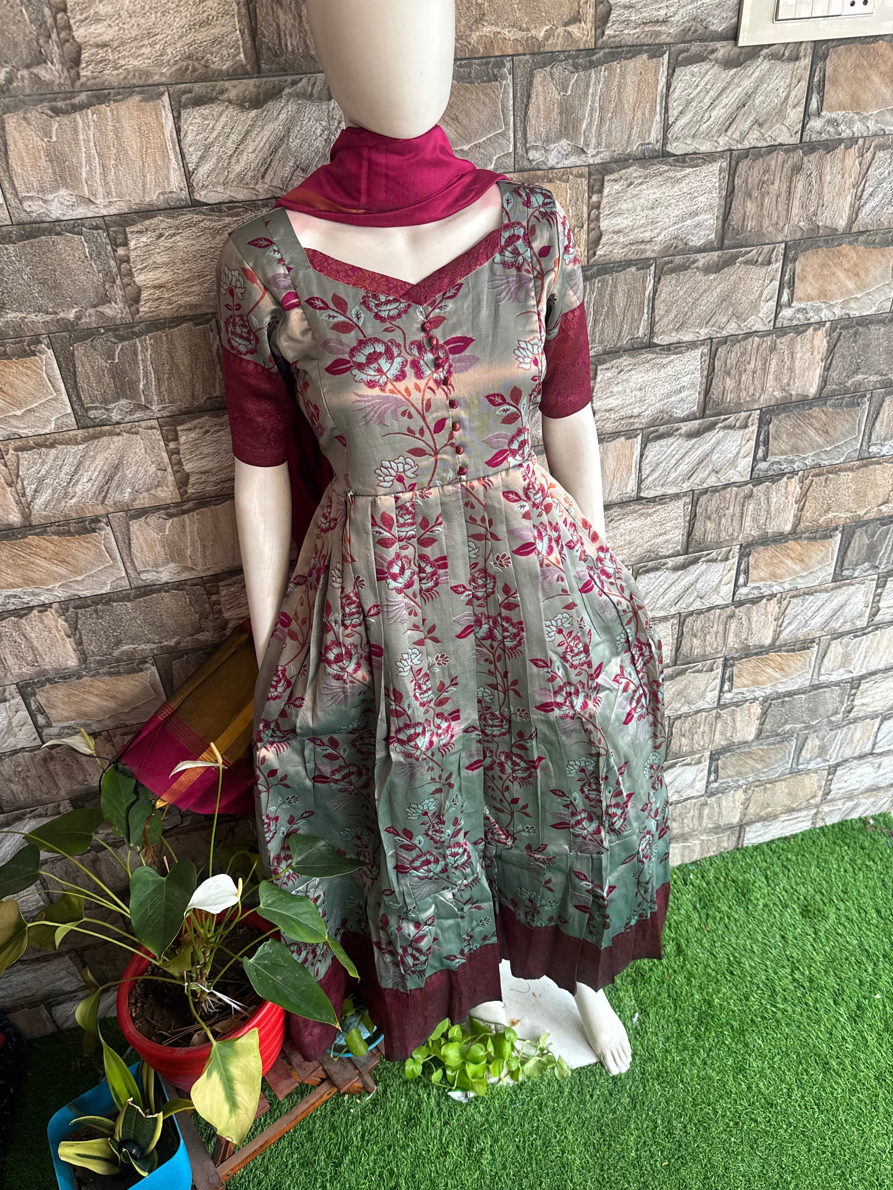 Festive wear Maternity Banarasi silk maxi