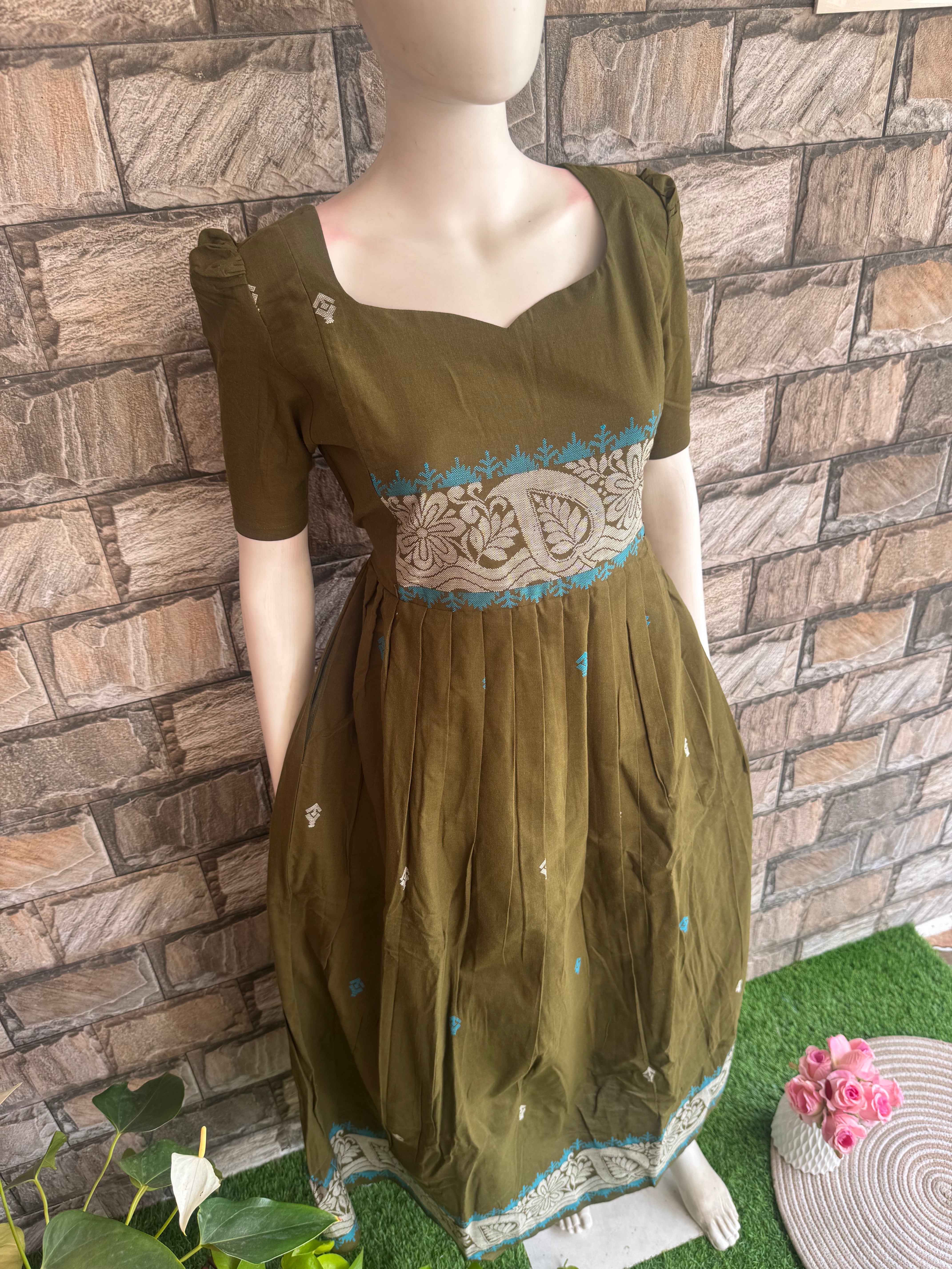 Maternity maxi Handloom cotton Best price Pale Olive