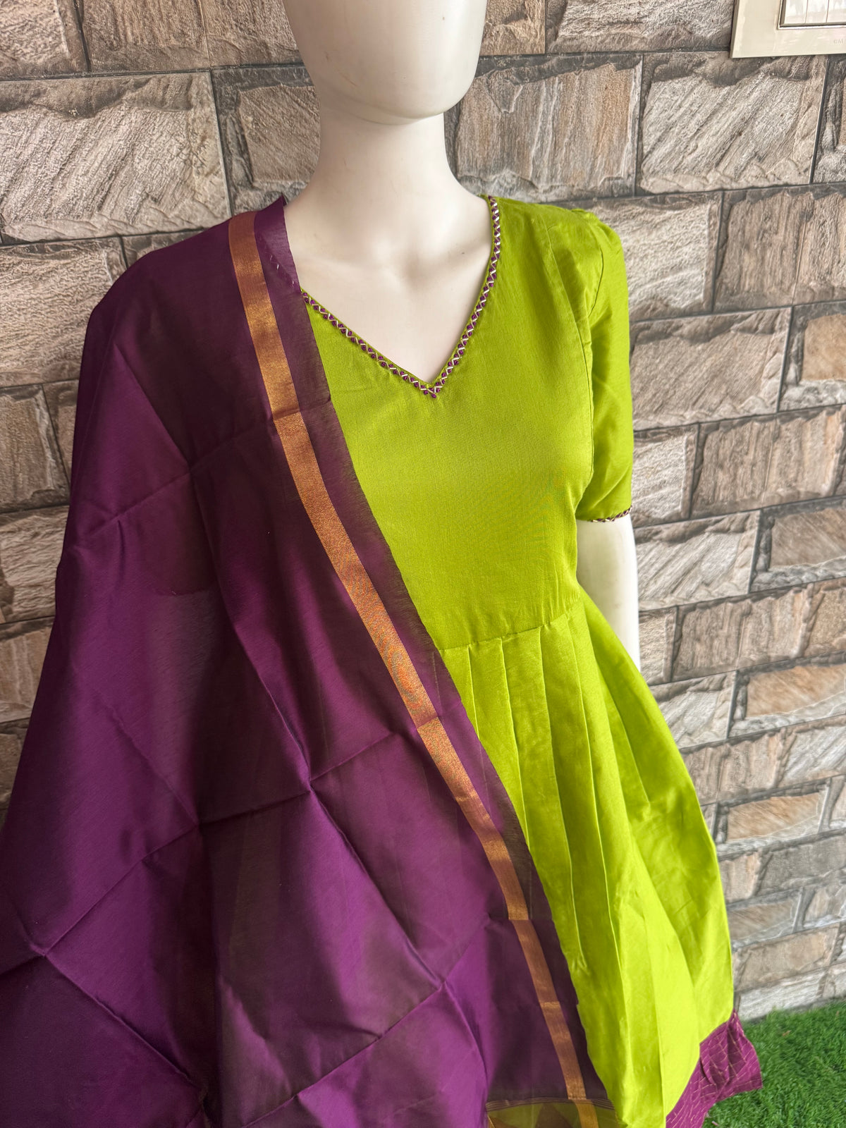 Diwali series Maternity raw silk maxi Parrot  - with Dupatta PRE ORDER 4 business days
