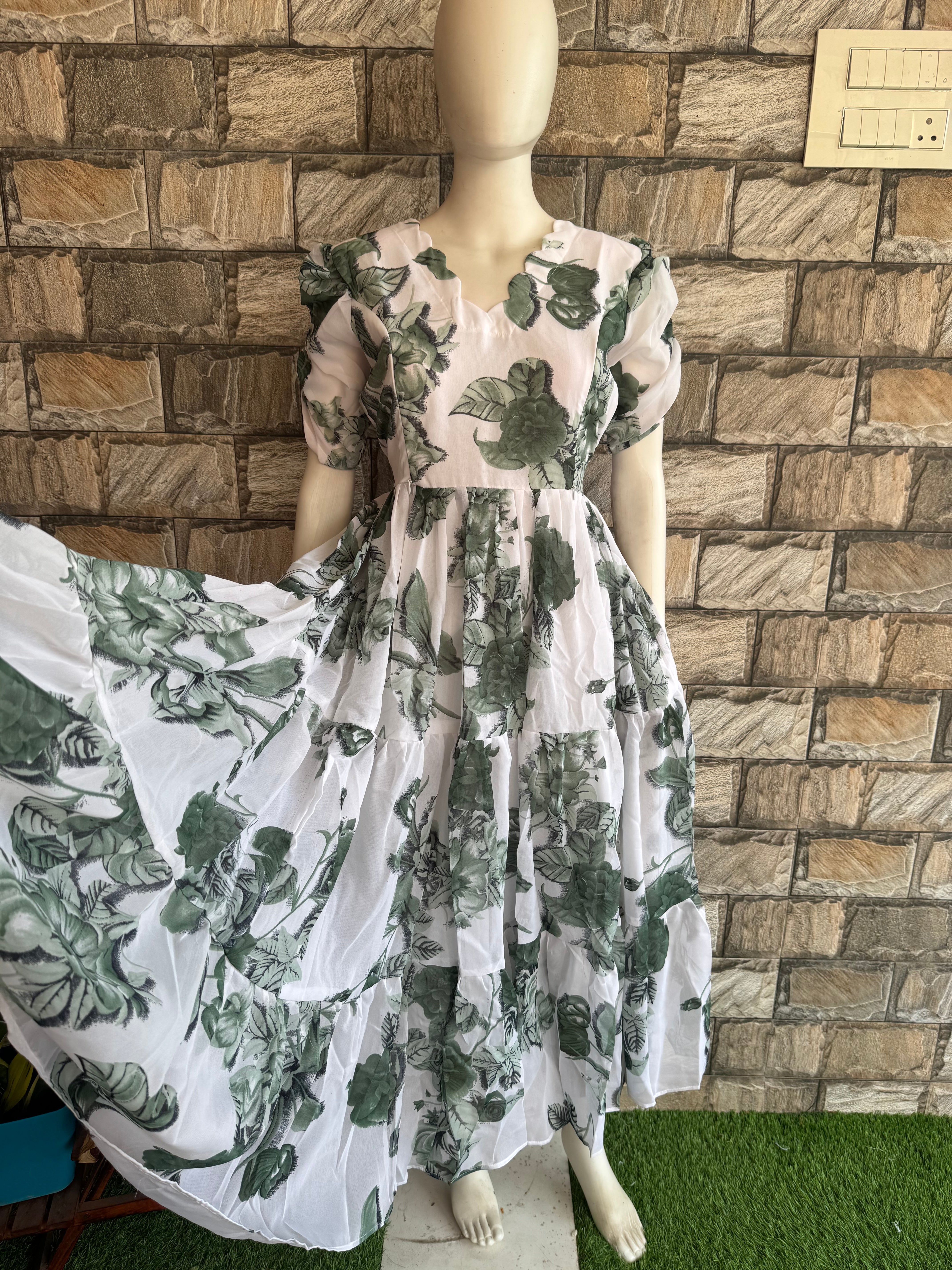 White Georgette maternity maxi