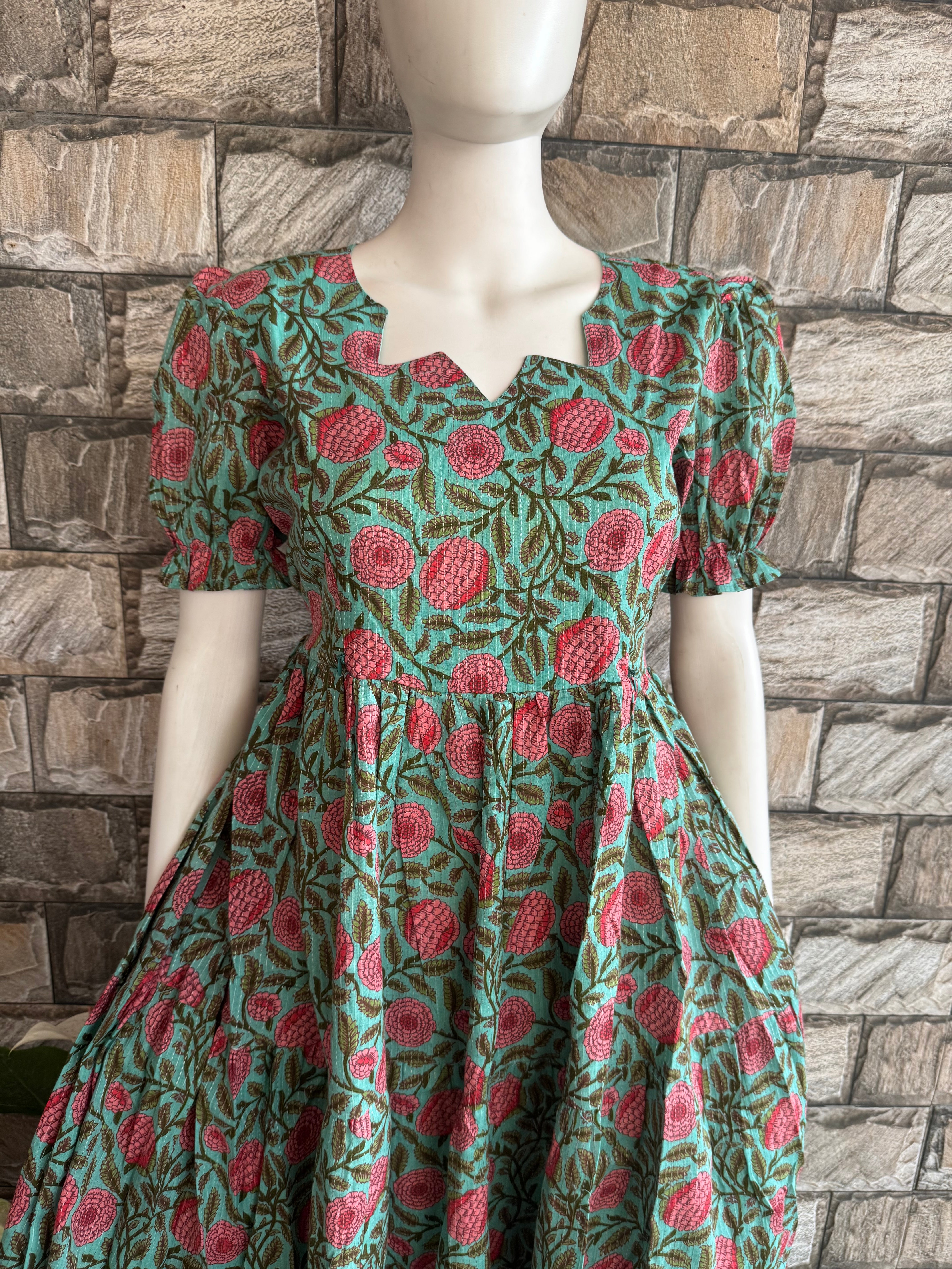 Green floral Maternity maxi