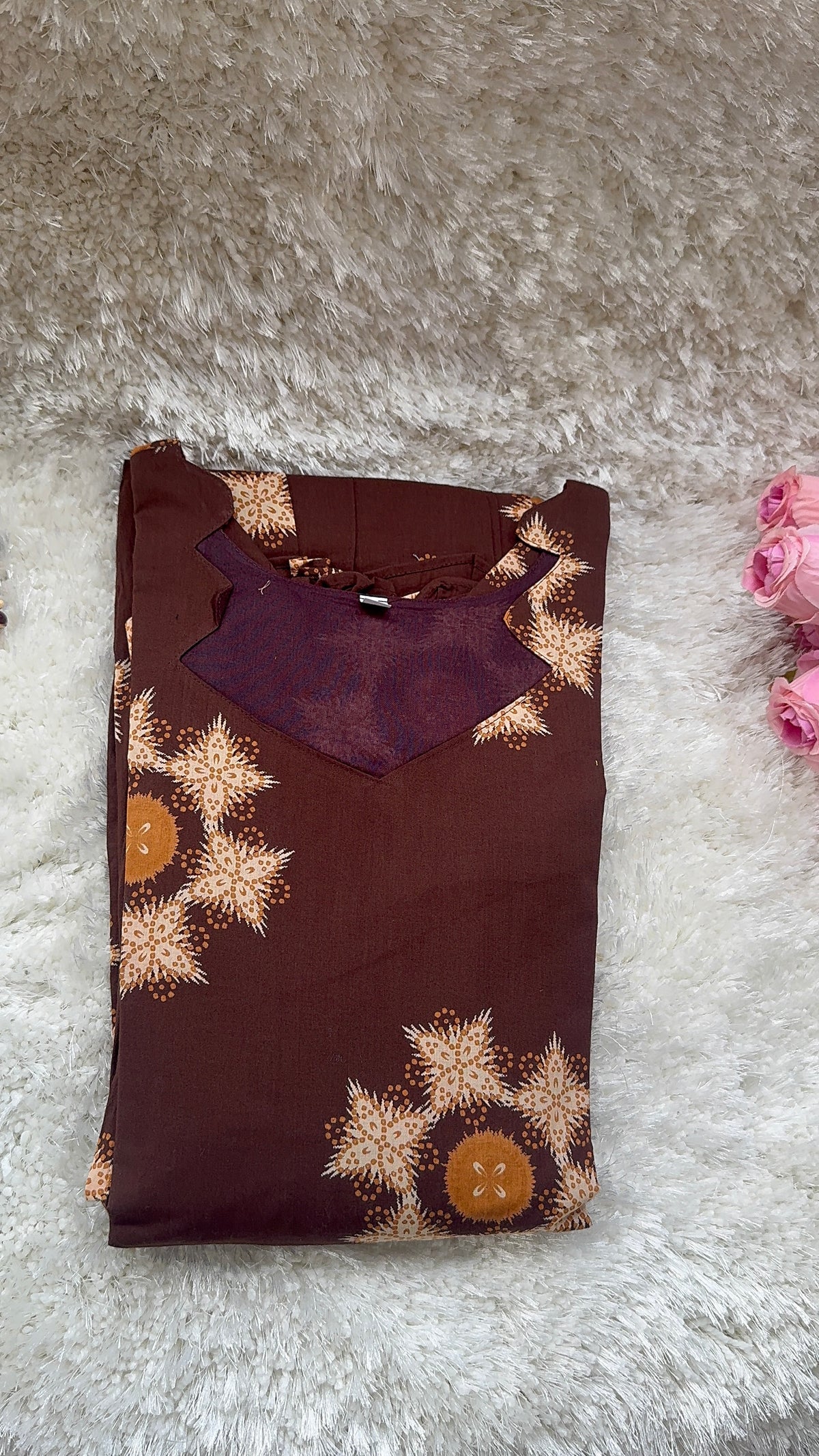 Soft cotton Maternity maxi without dupatta Coffee brown