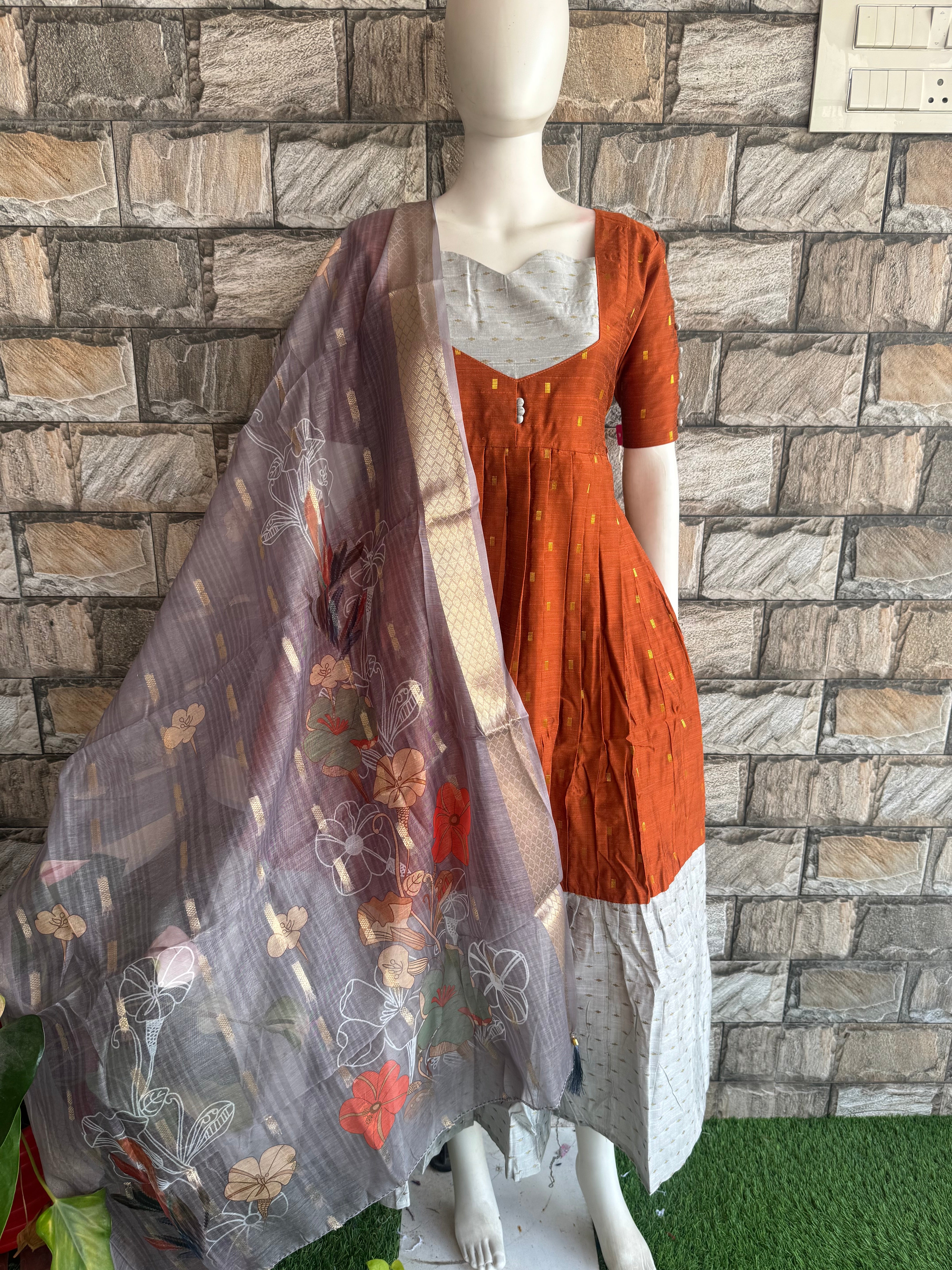 Grey poly cotton dupatta