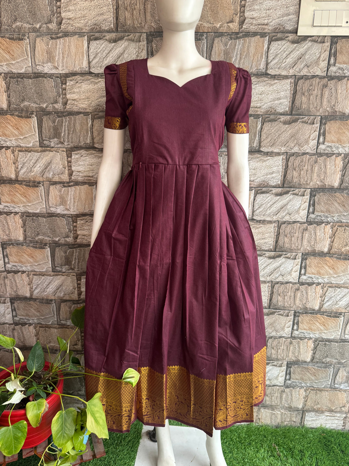 Diwali series Maternity raw silk maxi maroon  - without Dupatta PRE ORDER 4 business days