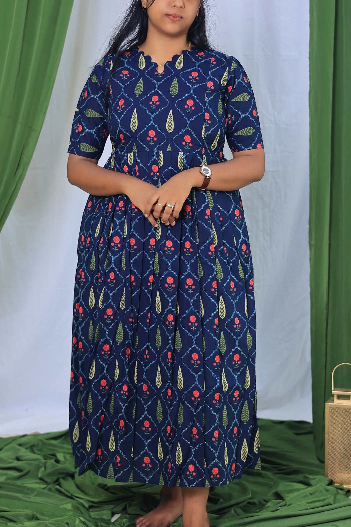 Soft cotton Maternity Feeding Maxi Navy