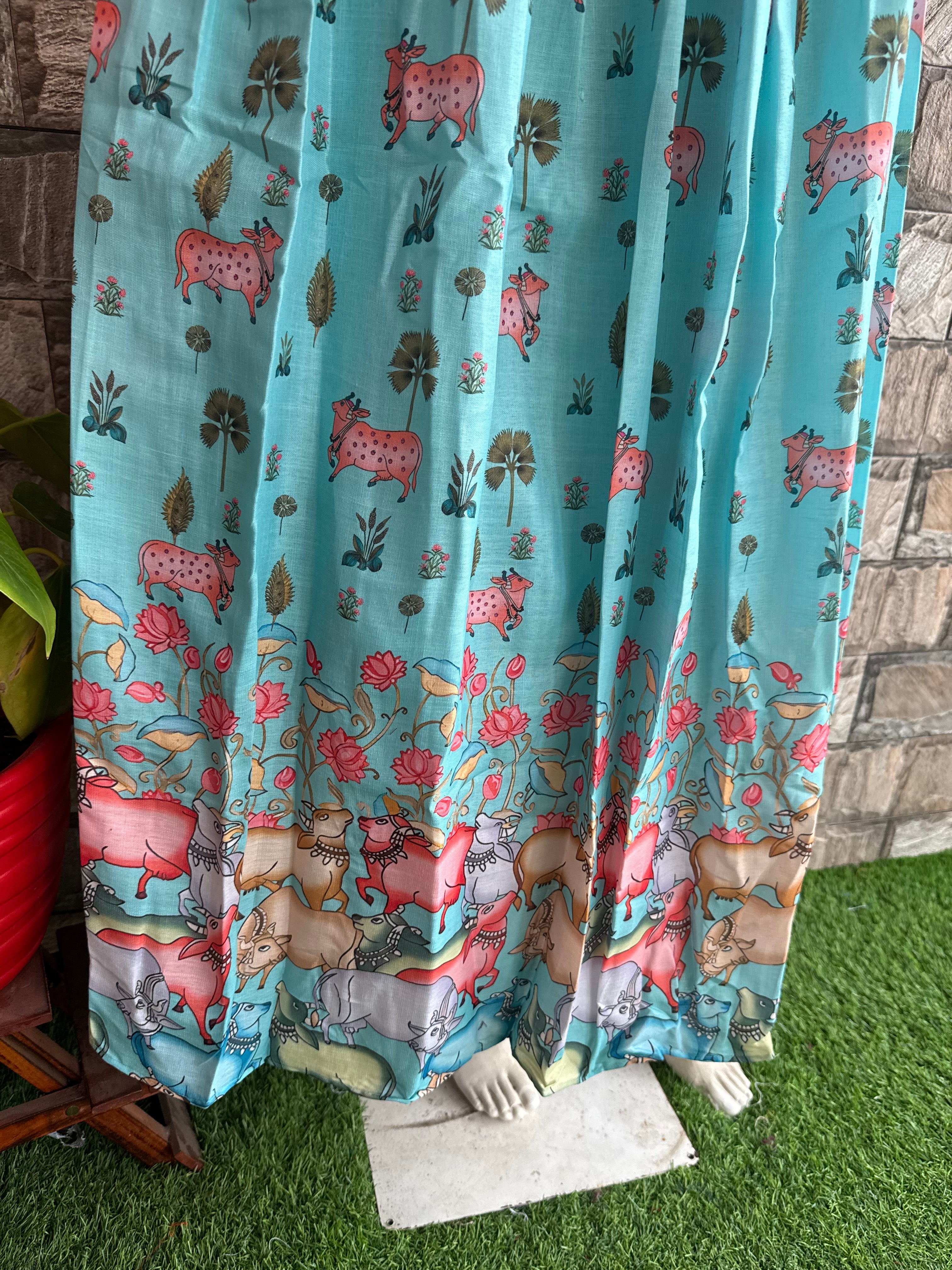 Pichwai Digital print  Flex cotton  Maternity maxi