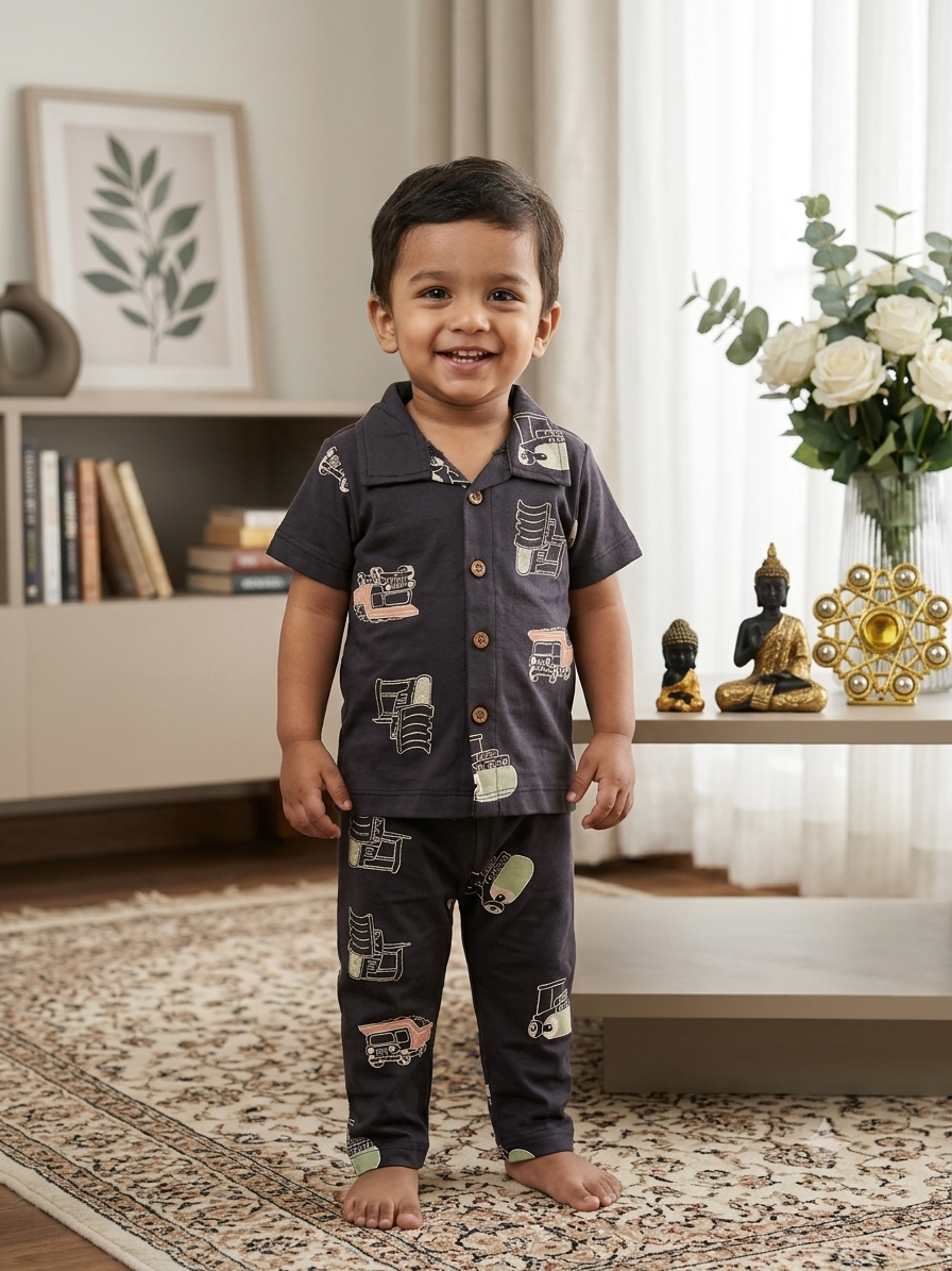 Little Explorer Monsoon Co-Ord Set | Kids Greyish black