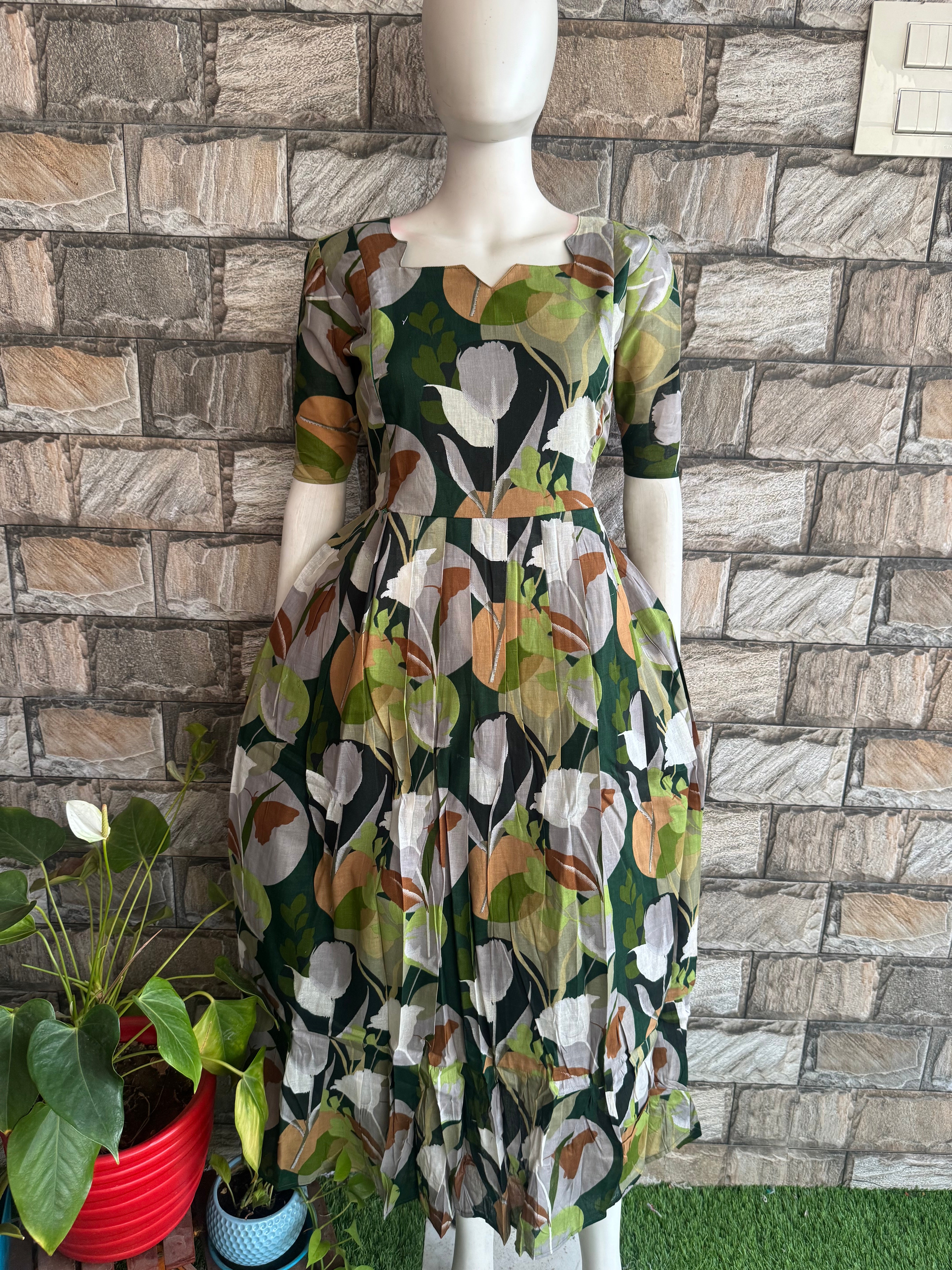 Tropical leaf soft cotton Maternity maxi