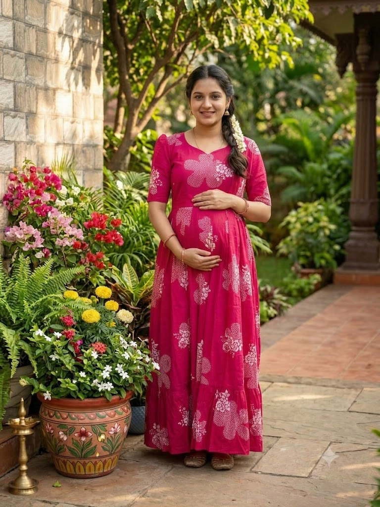 Soft cotton Maternity maxi without dupatta Candy pink