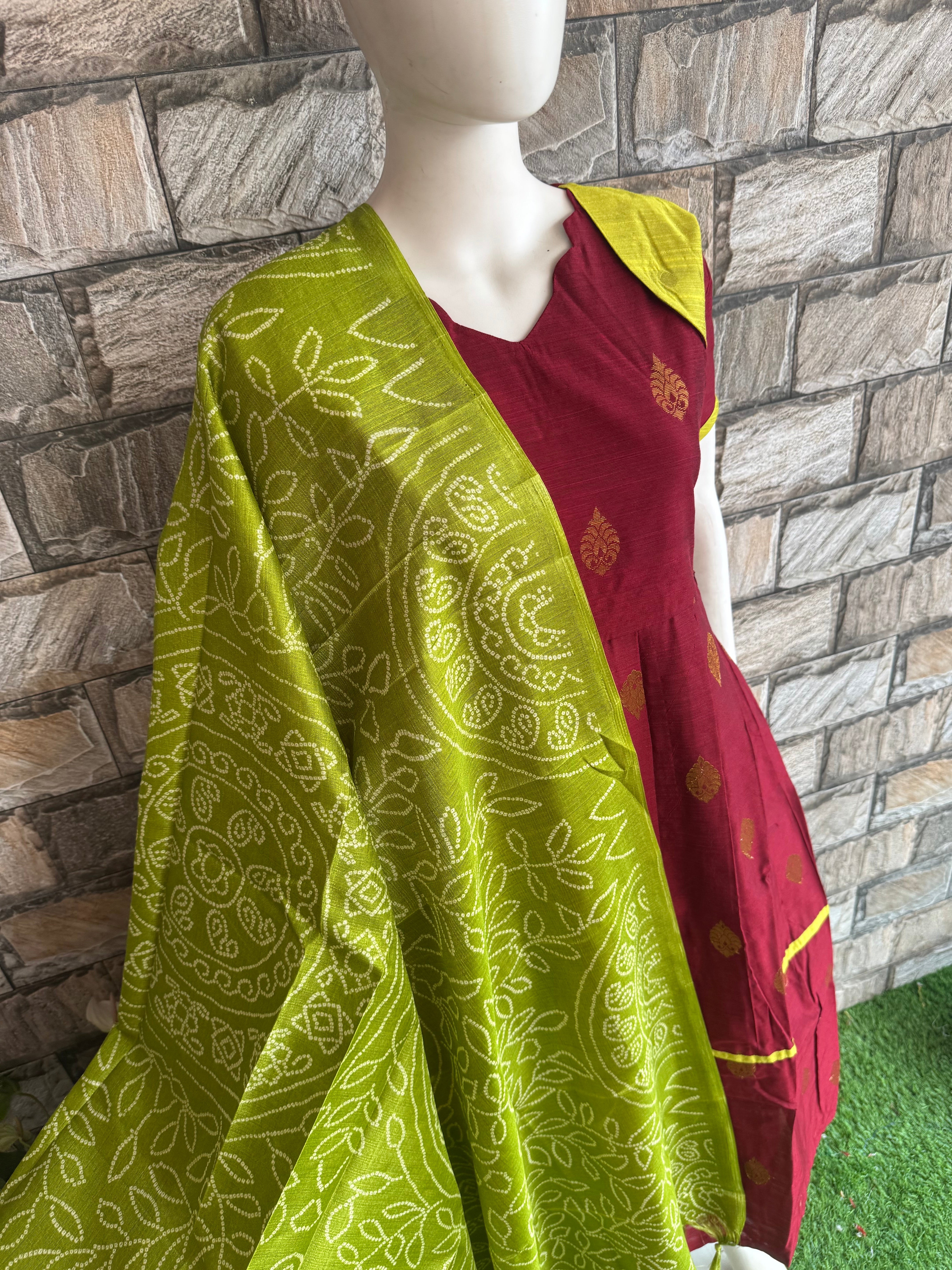 Parrot Green poly khadhi dupatta