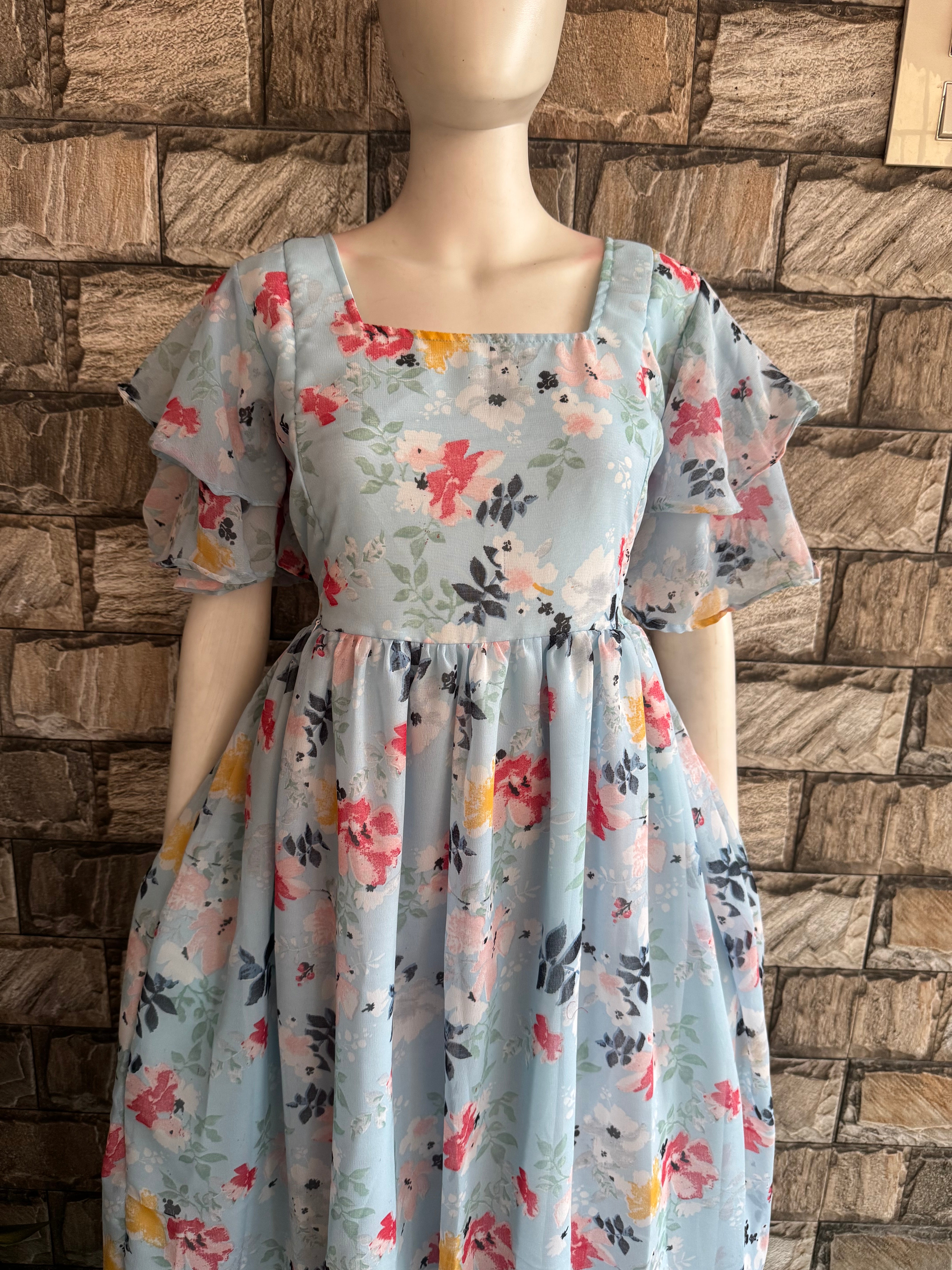 Ice Blue Georgette Maternity maxi