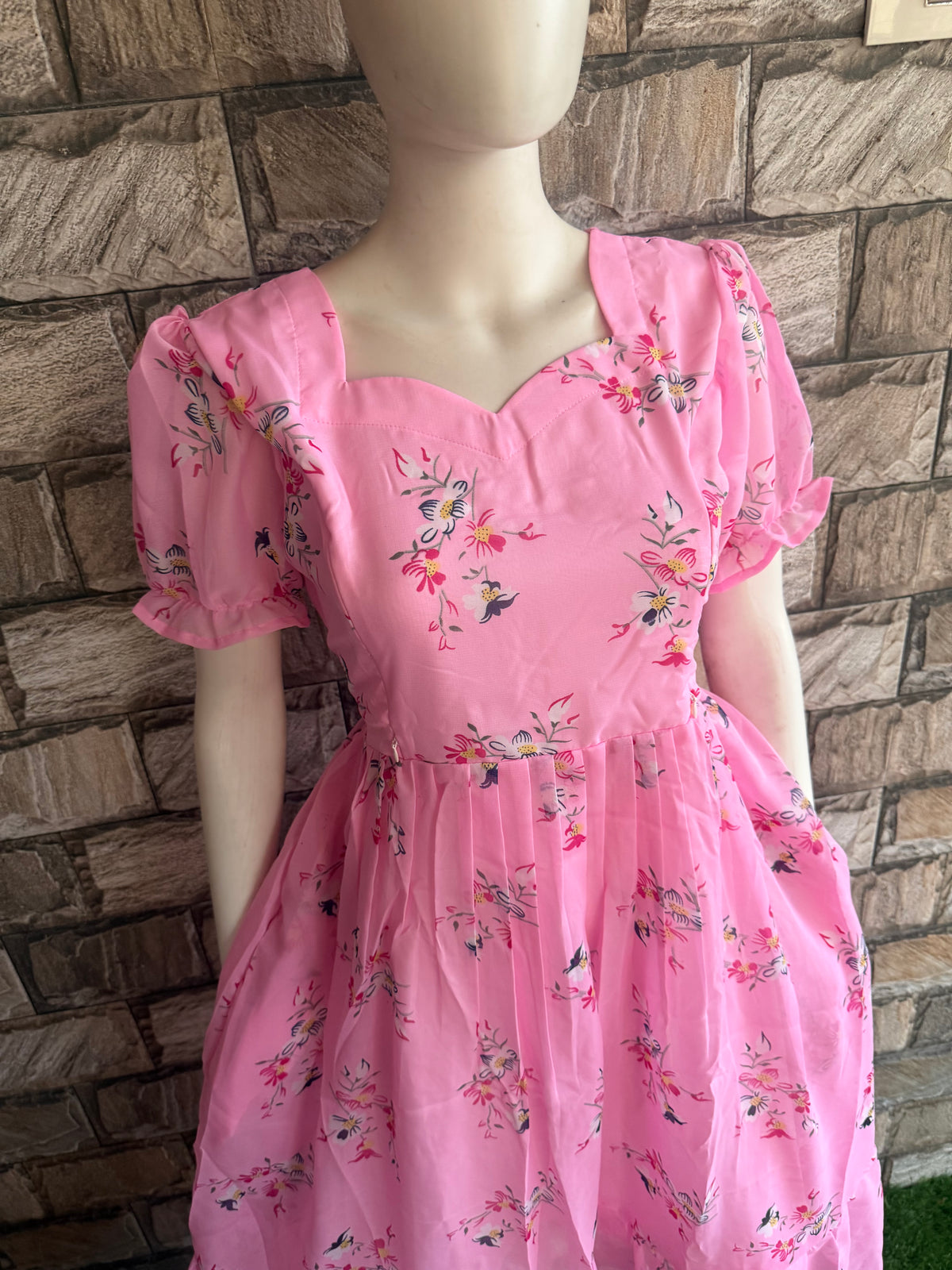 Georgette Maternity Feeding maxi  baby pink