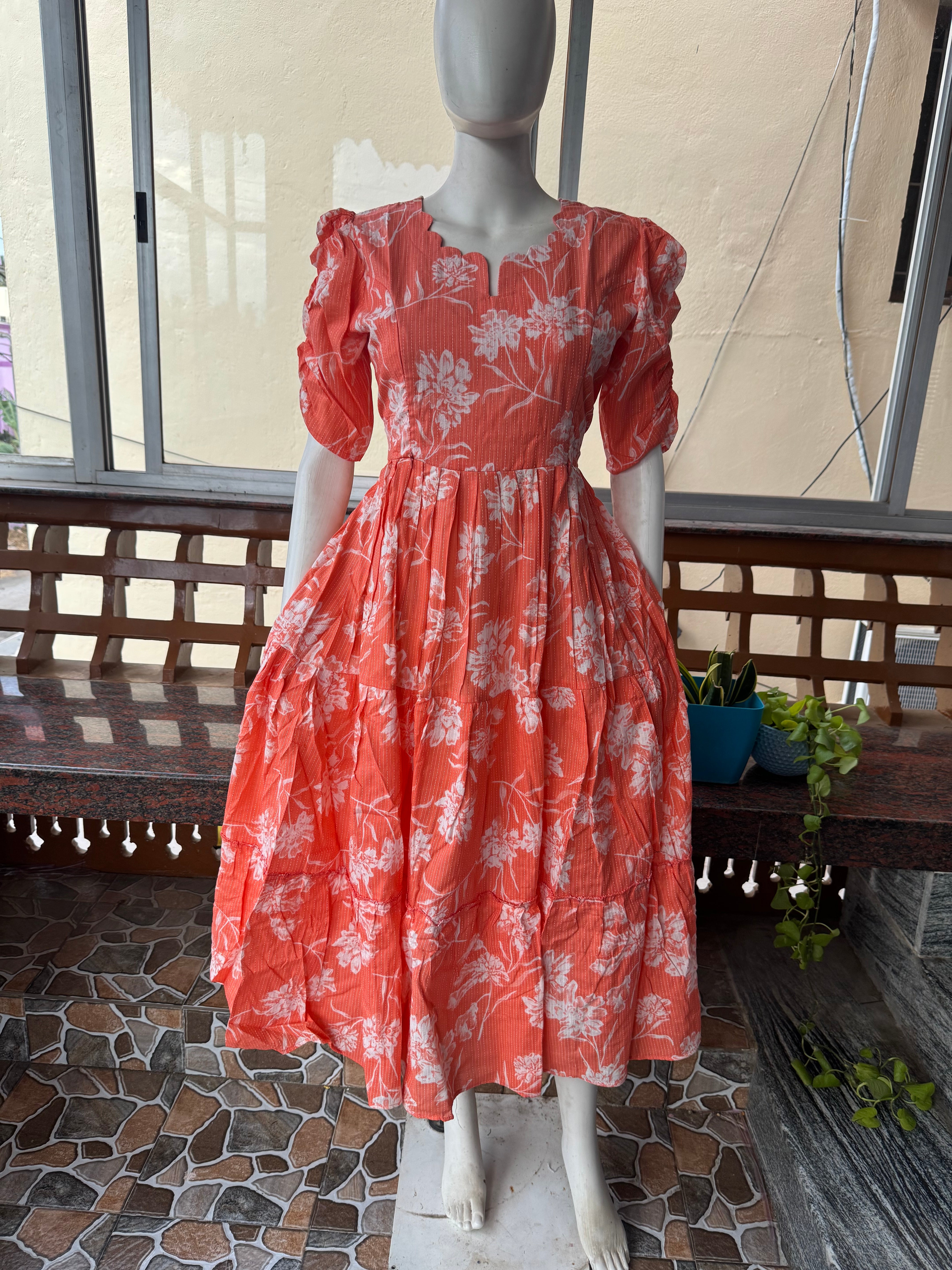 Soft kanta cotton Maternity Feeding  maxi - Malar Peach shade