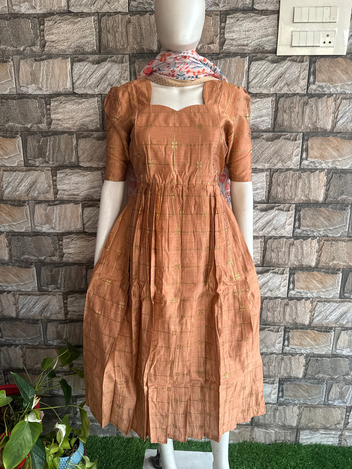 Raw silk Maternity Feeding maxi Budget launch Including dupatta