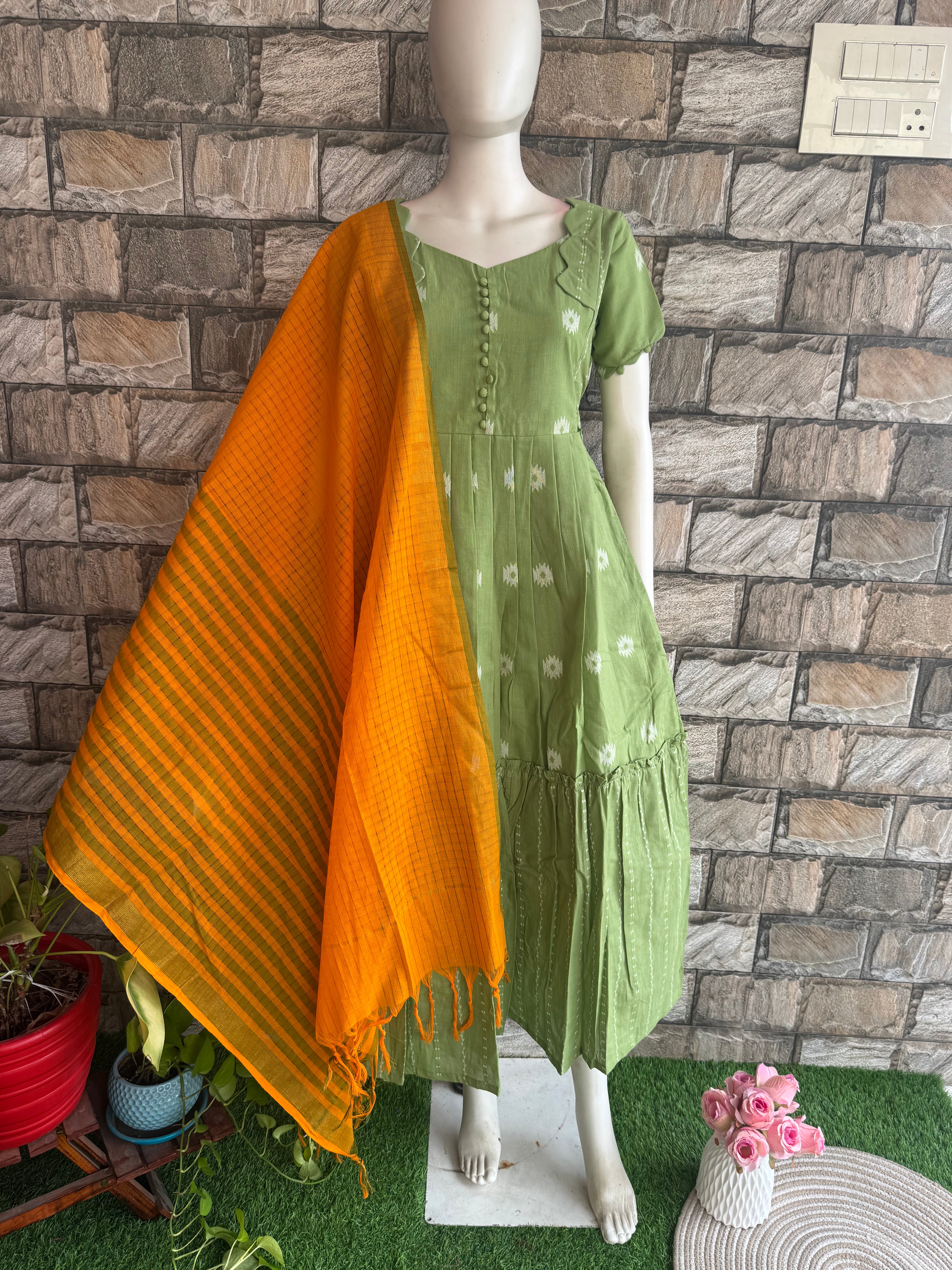 Pure handloom cotton  Dupatta Mango Yellow