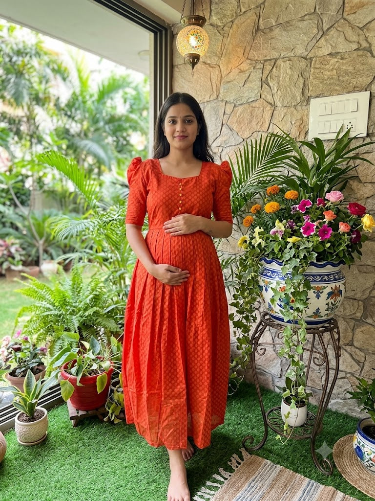 Silk cotton jacquard Maternity Feeding maxi ONLY FEEDING