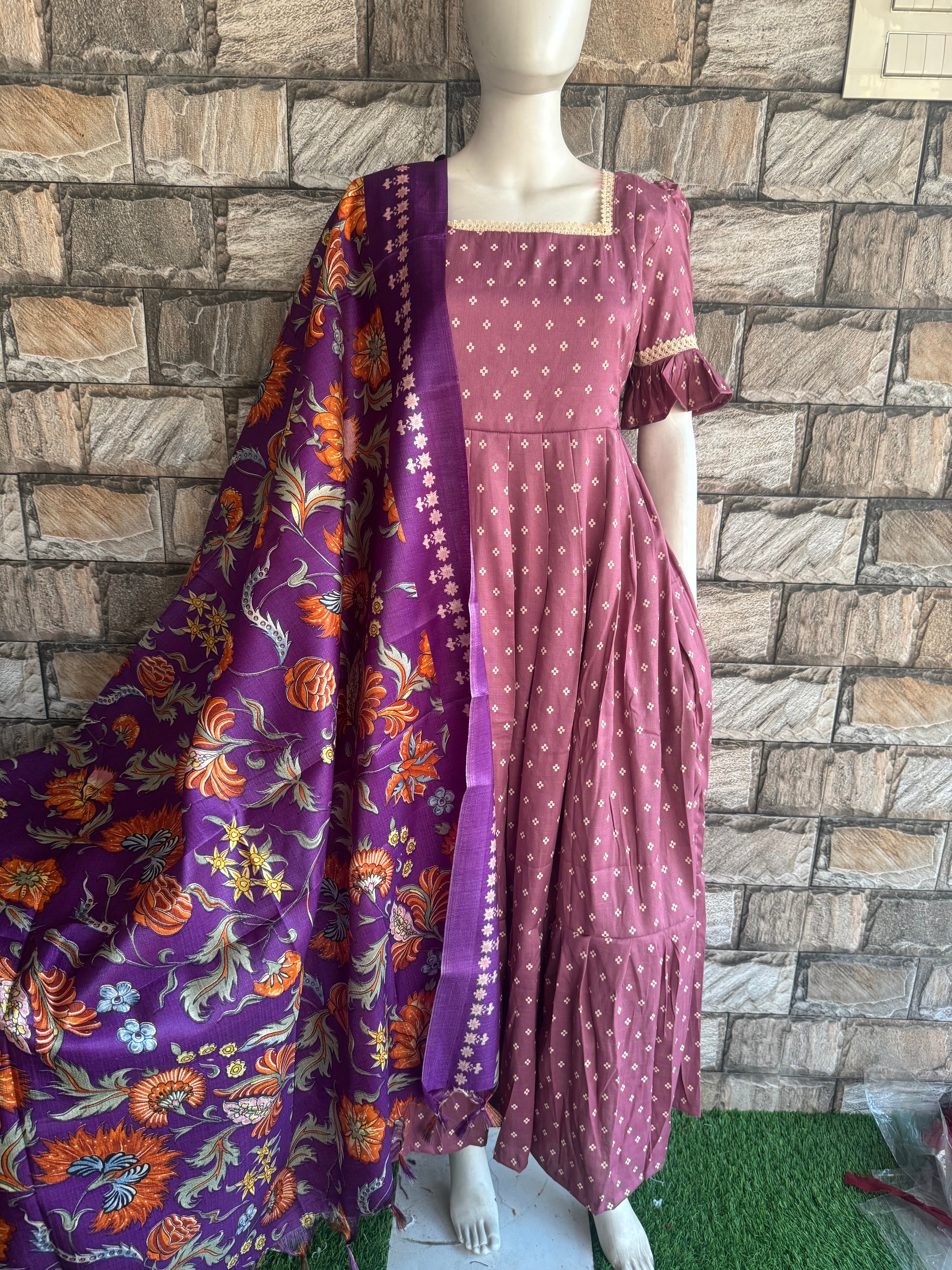 Violet poly Khadhi dupatta