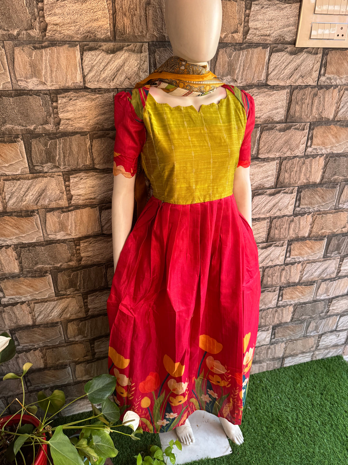 Chanderi Festive Maternity maxi