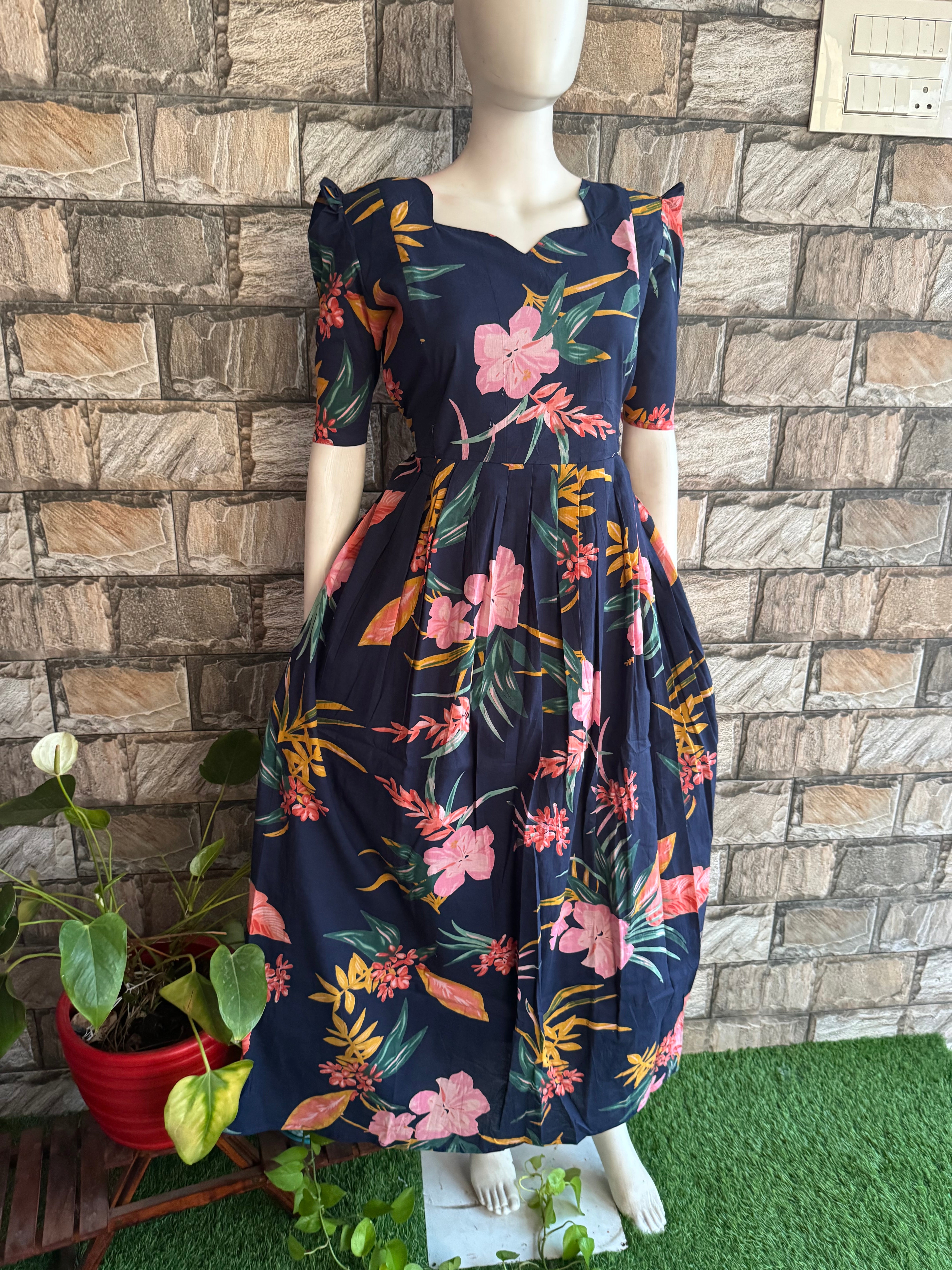 Blackish Navy soft cotton Maternity maxi