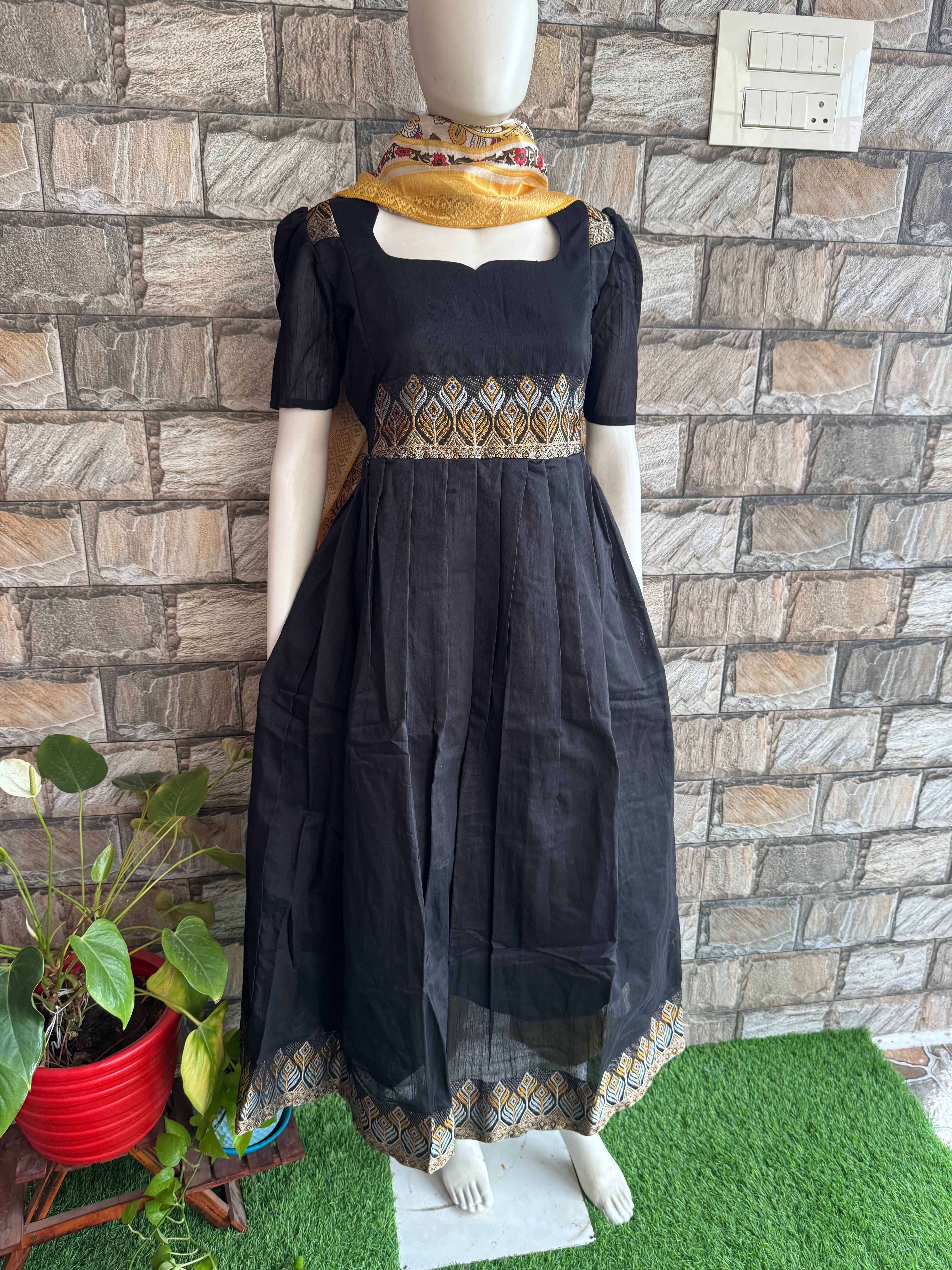 Festive wear Maternity raw silk maxi Black Beauty