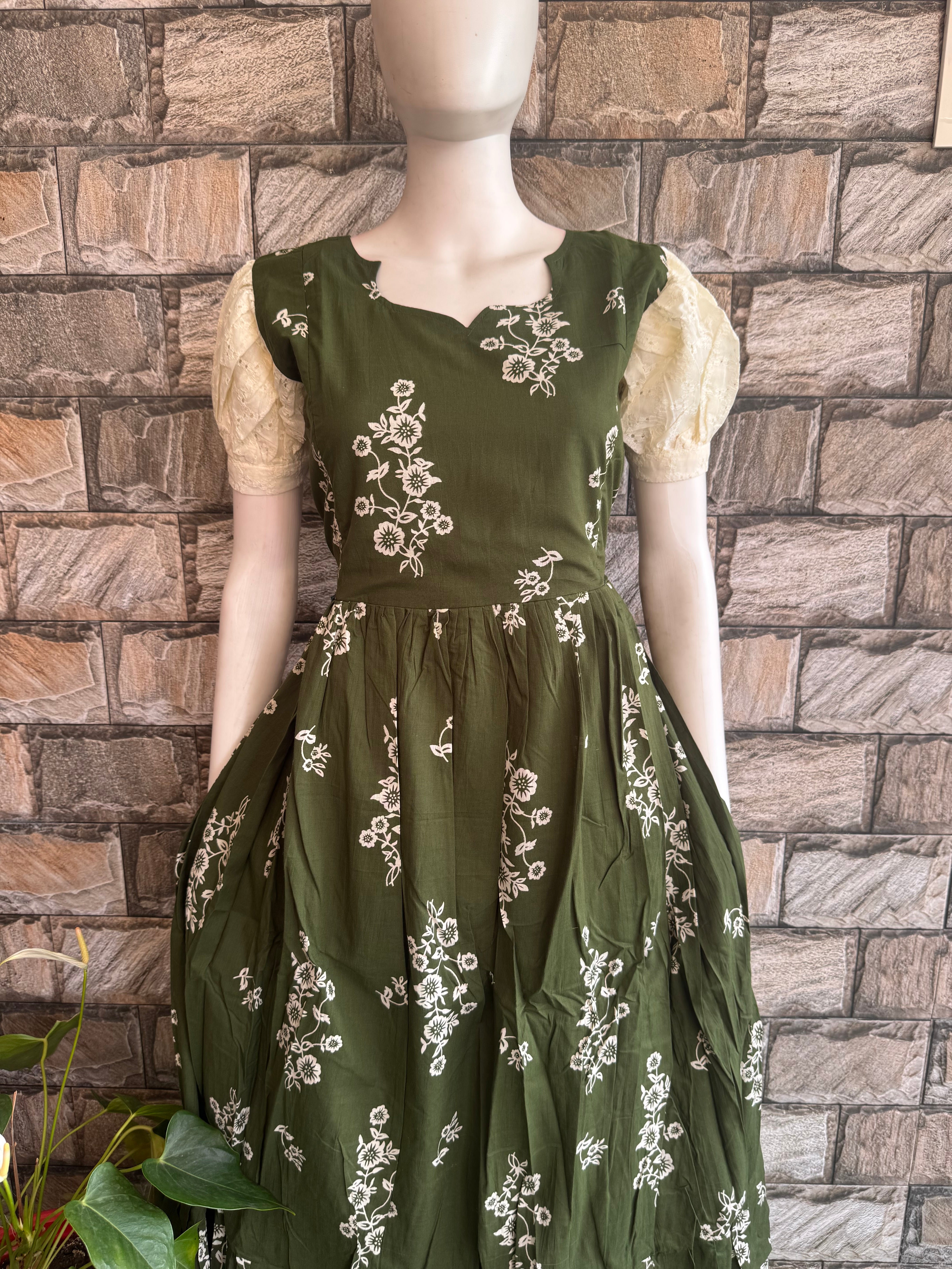 Bottle Green soft cotton Maternity maxi