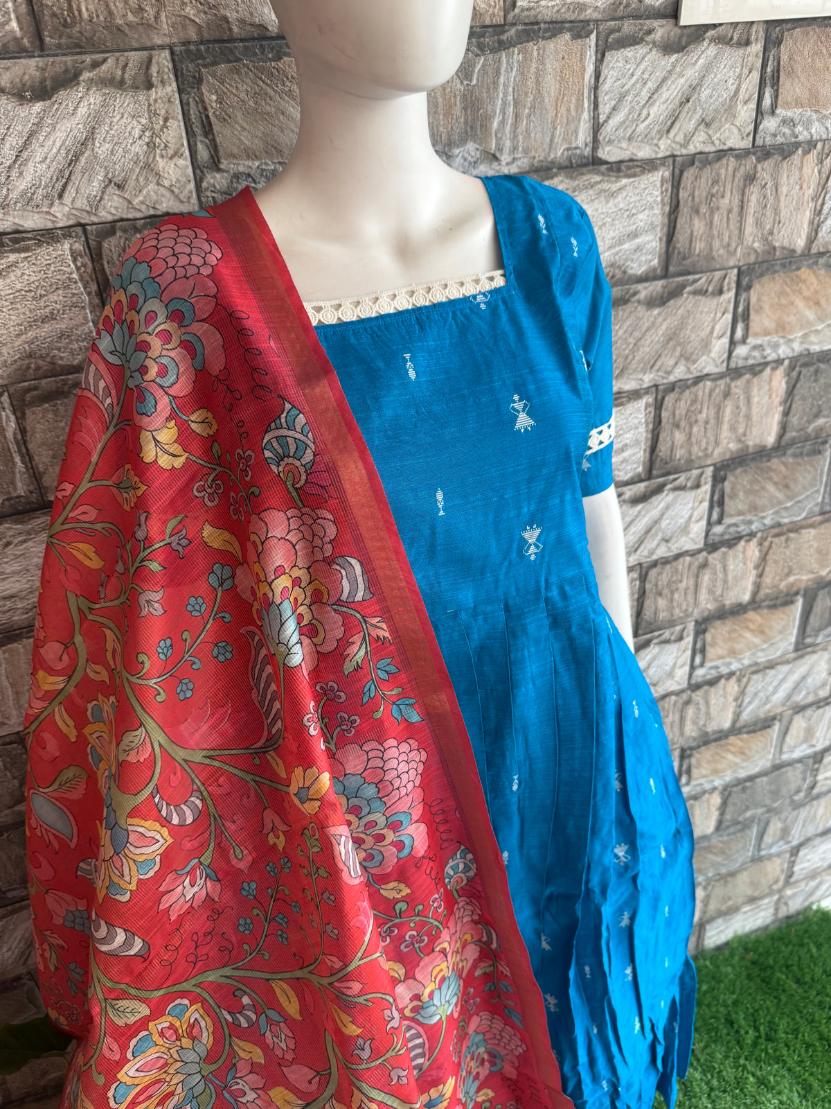 Diwali series Maternity raw silk maxi- with Dupatta