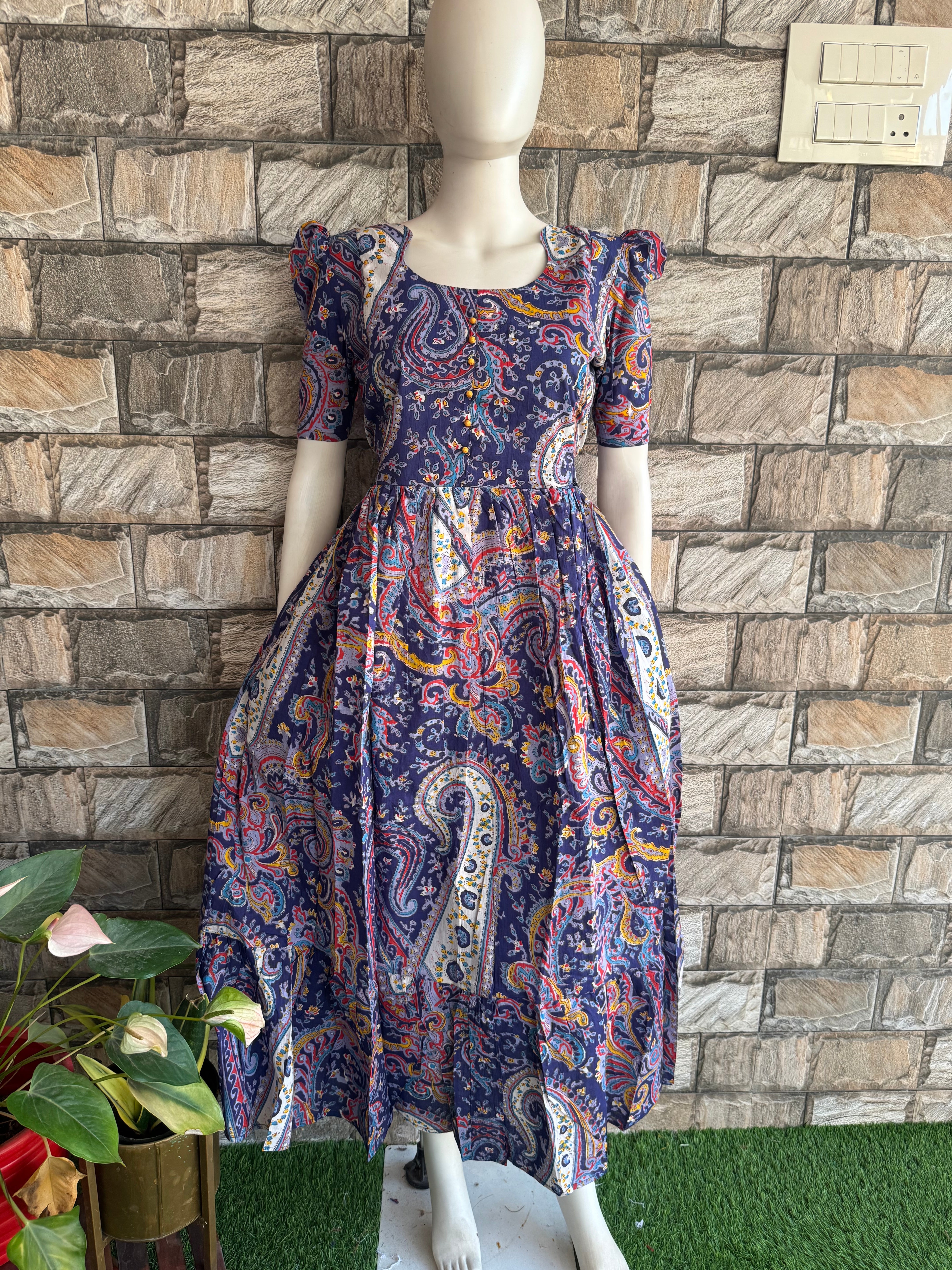 Kalamkari Mul soft cotton Maternity Maxi