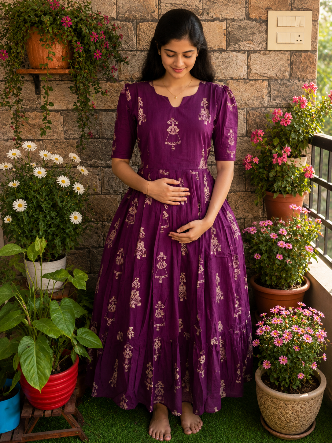 Plum Doll soft cotton Maternity maxi