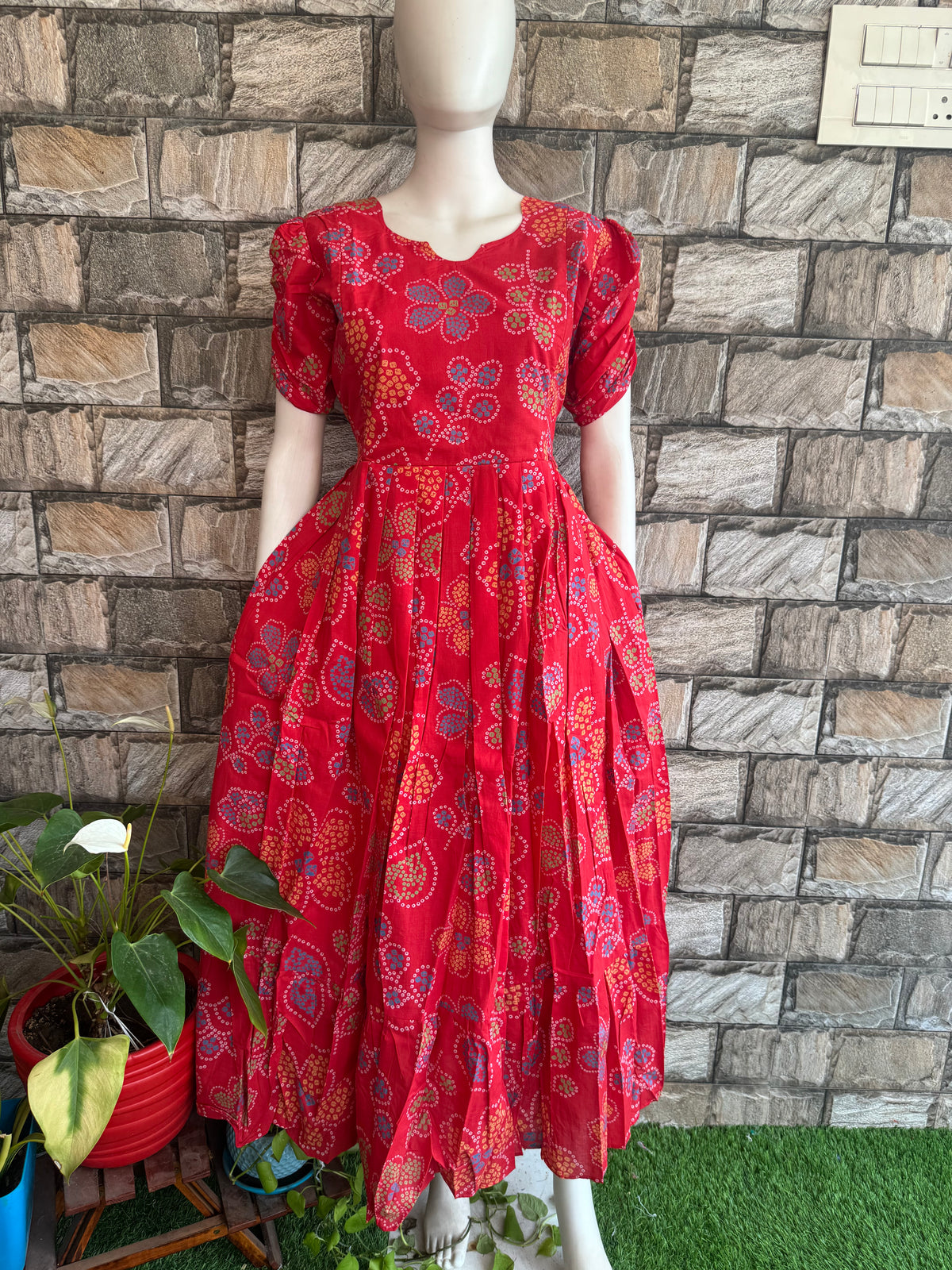 Soft cotton Maternity Feeding maxi Red shade without dupatta