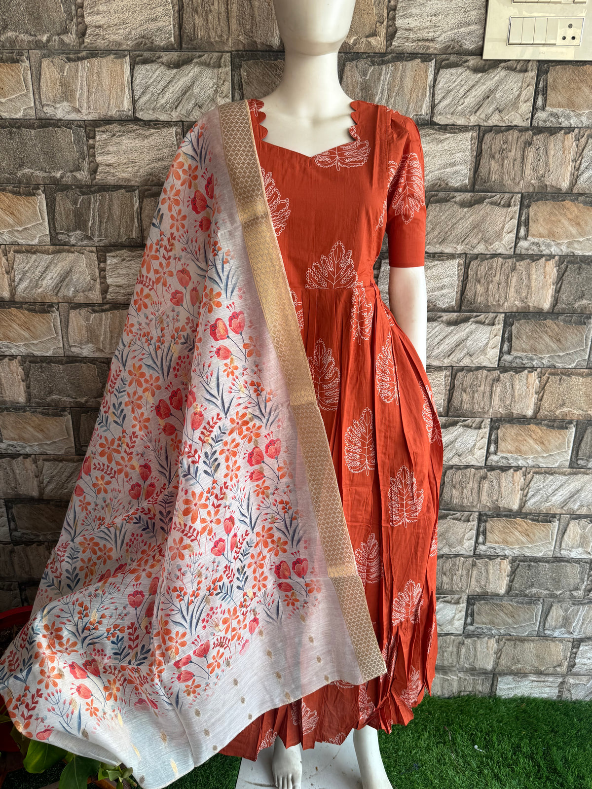 Soft cotton Maternity maxi with dupatta