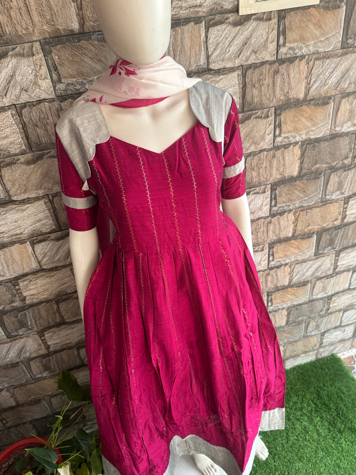 Diwali series Maternity raw silk maxi- with Dupatta