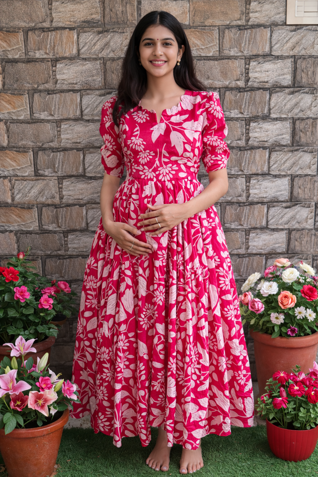 Pink  shade Delta Maternity maxi