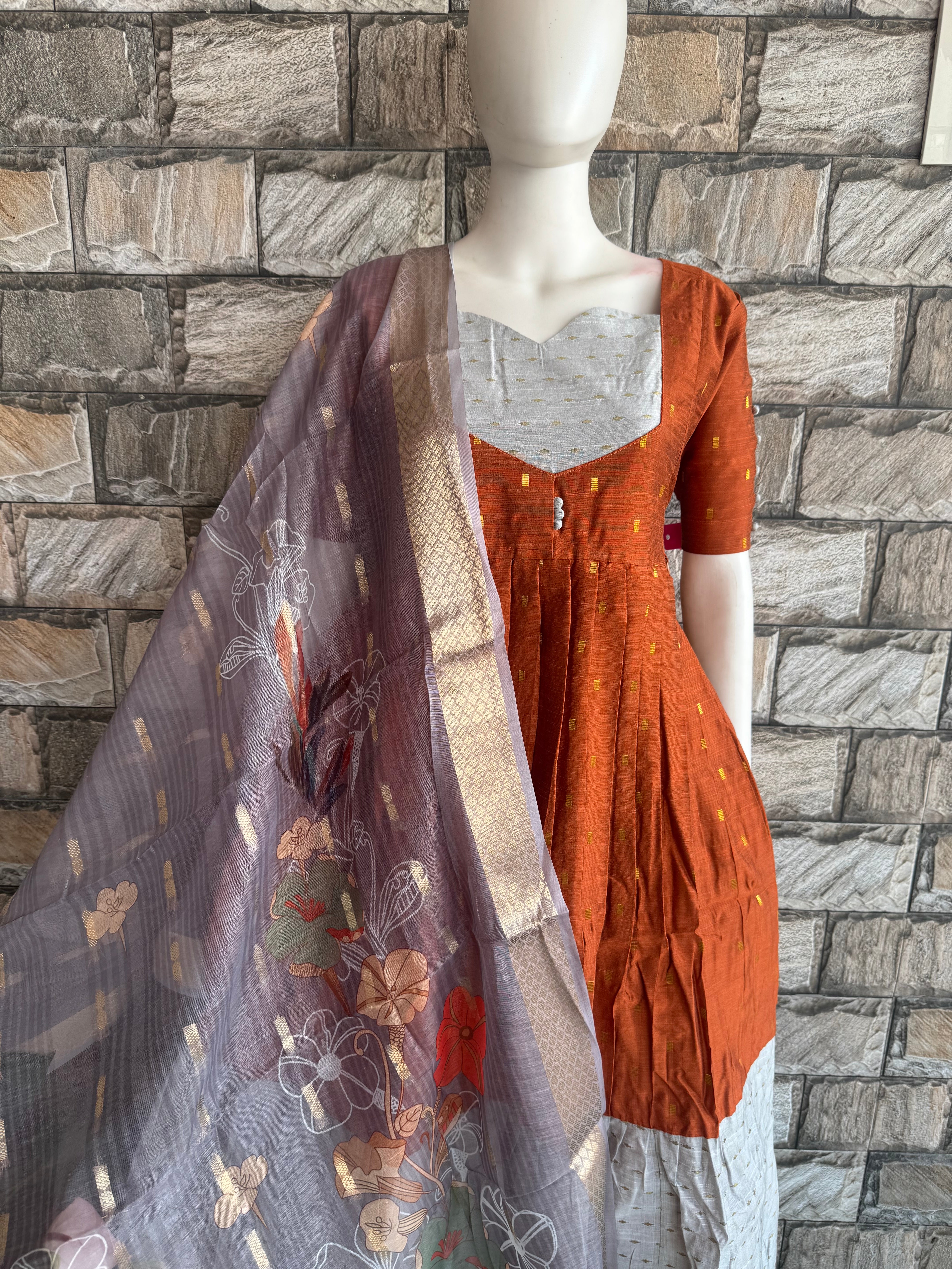 Grey poly cotton dupatta