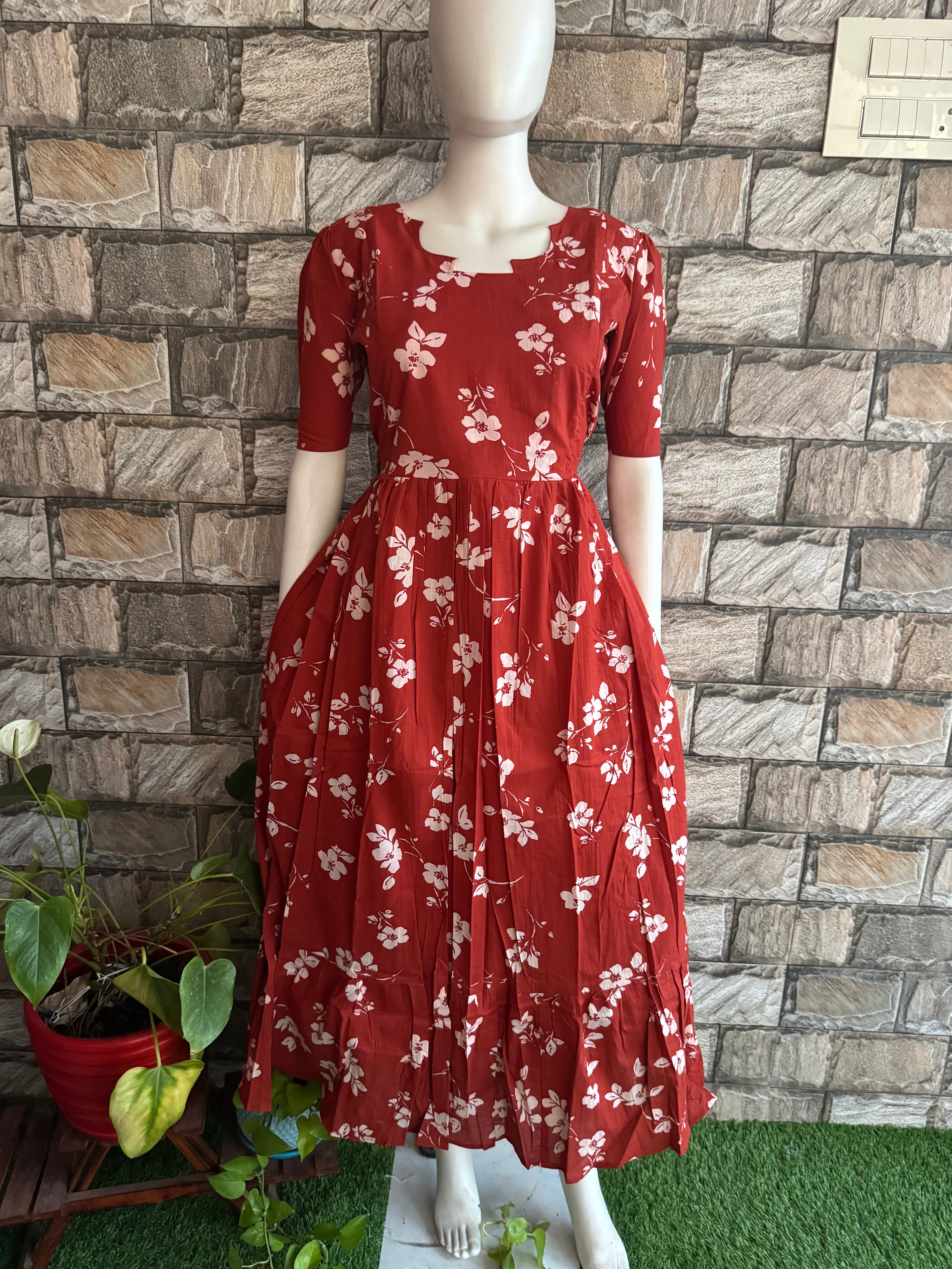Soft cotton Maternity maxi Brick