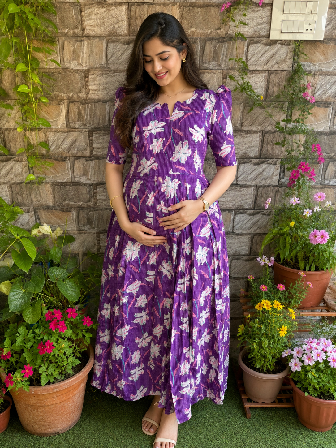 Abhi soft kanta cotton Maternity maxi