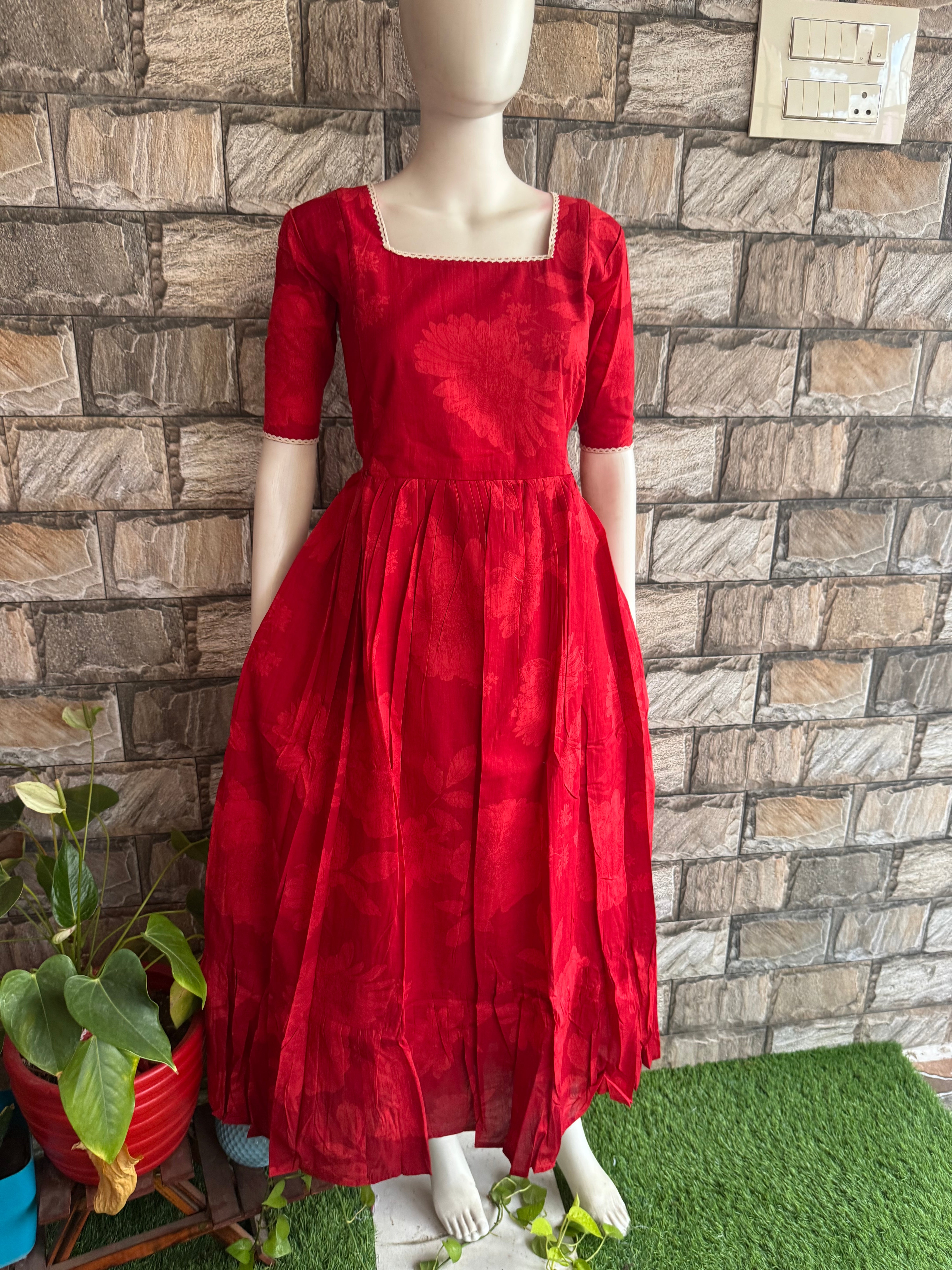 Soft cotton Maternity maxi - Red Blossom