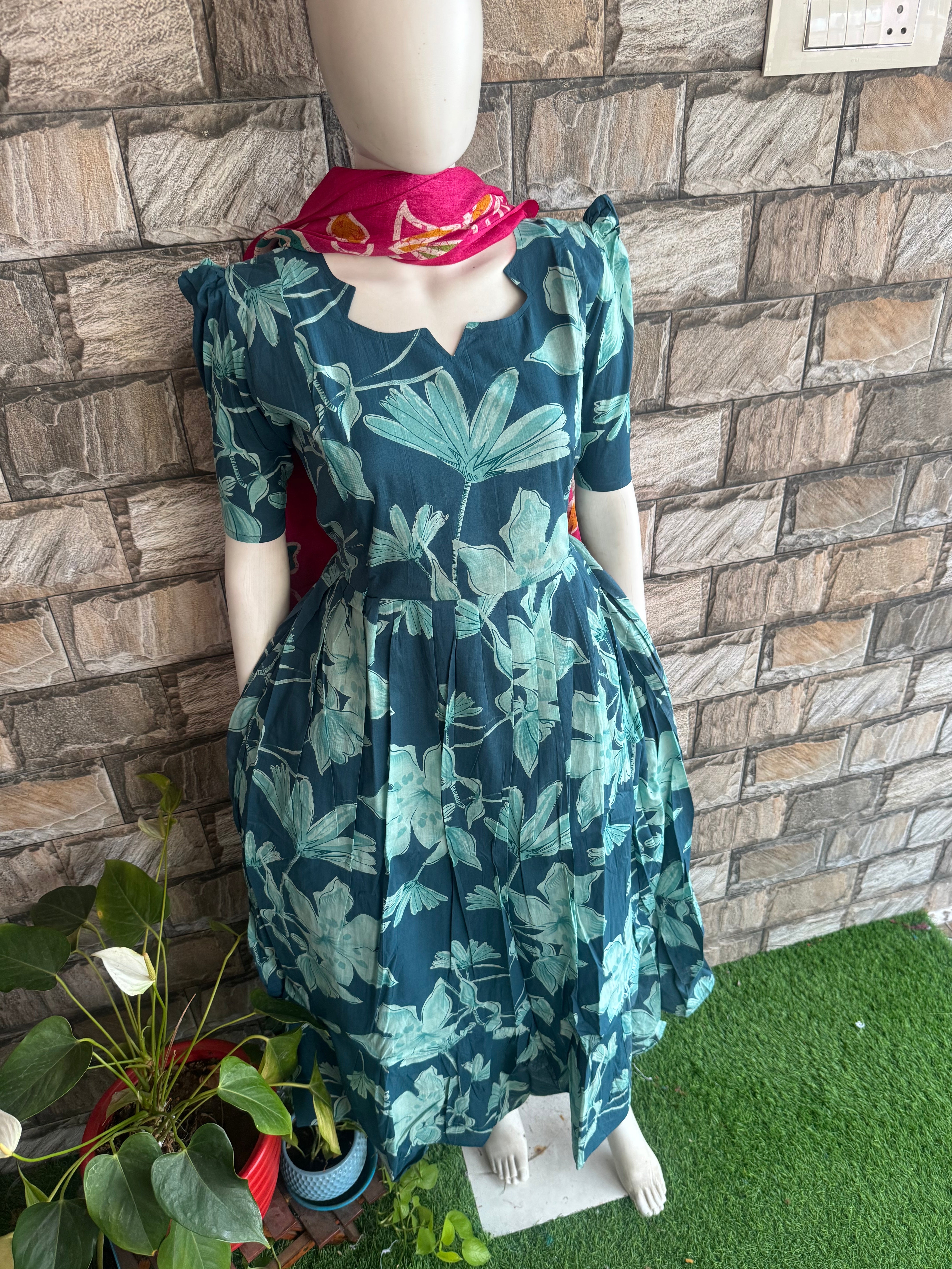 Rama Green soft cotton Maternity maxi
