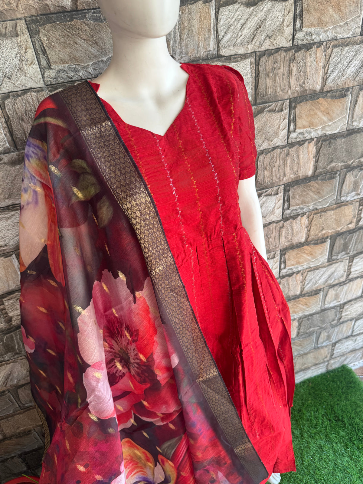 Raw silk Maternity Feeding maxi Budget launch including dupatta