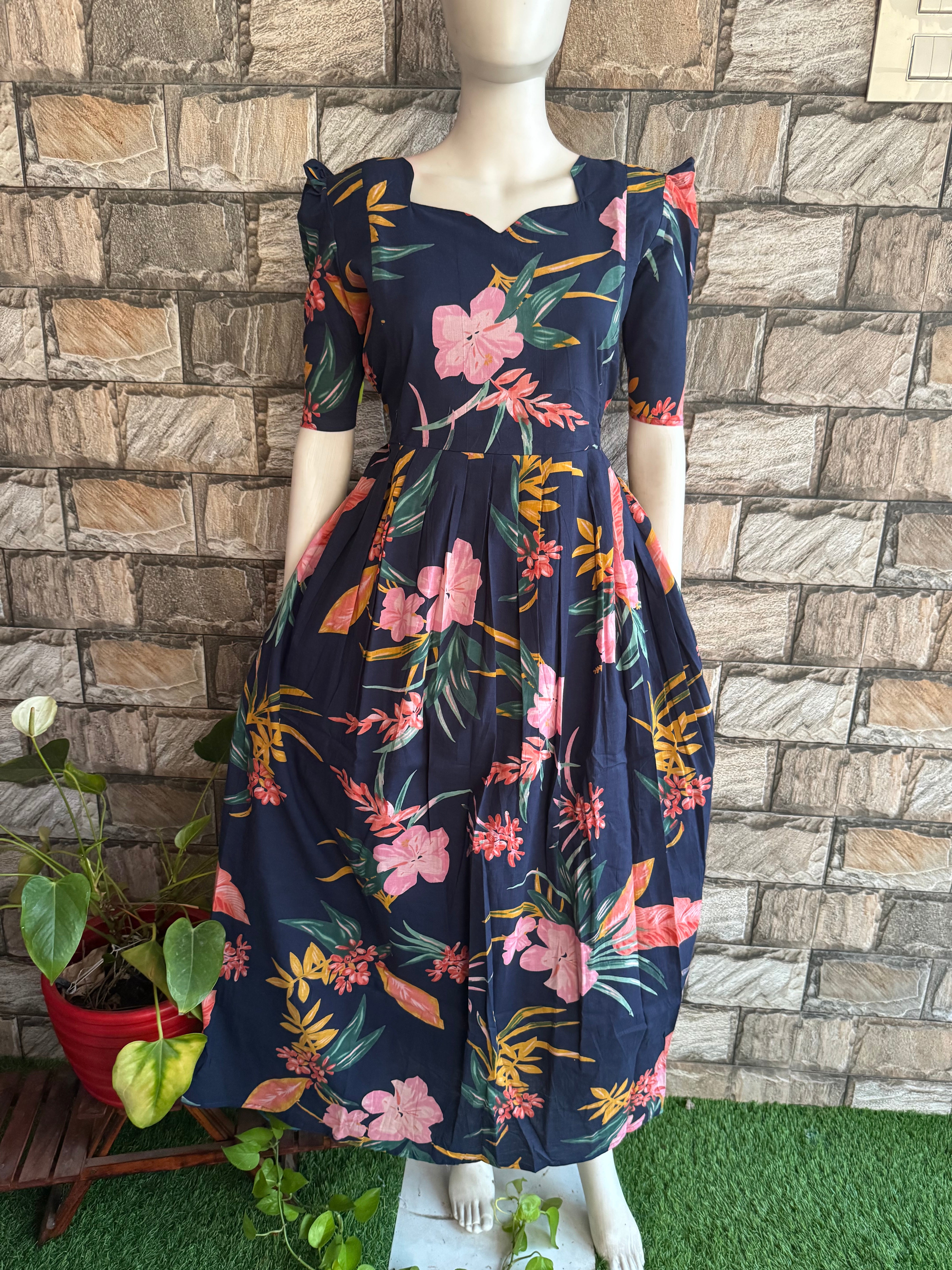 Blackish Navy soft cotton Maternity maxi