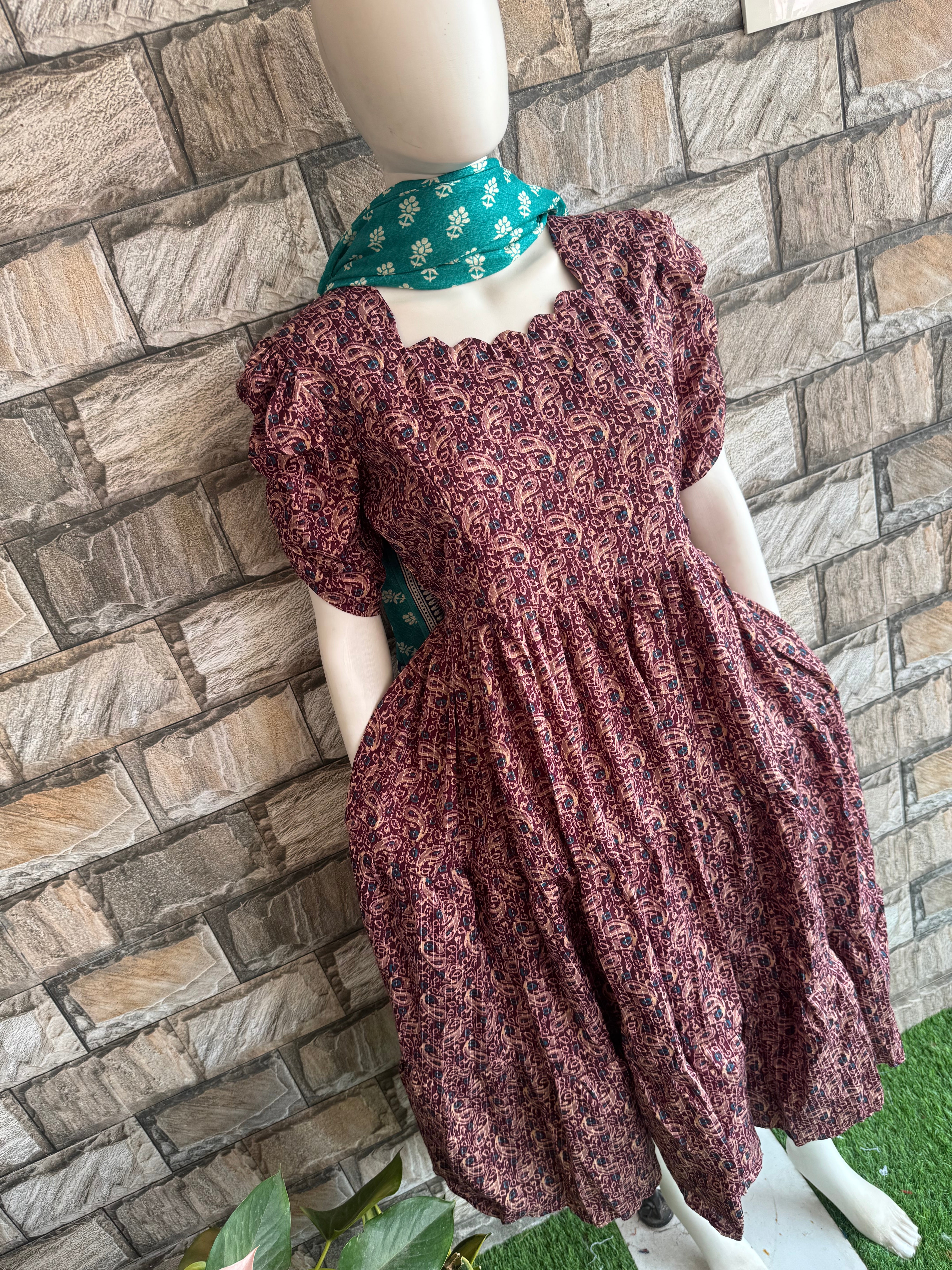 Wine Ajrak maternity maxi