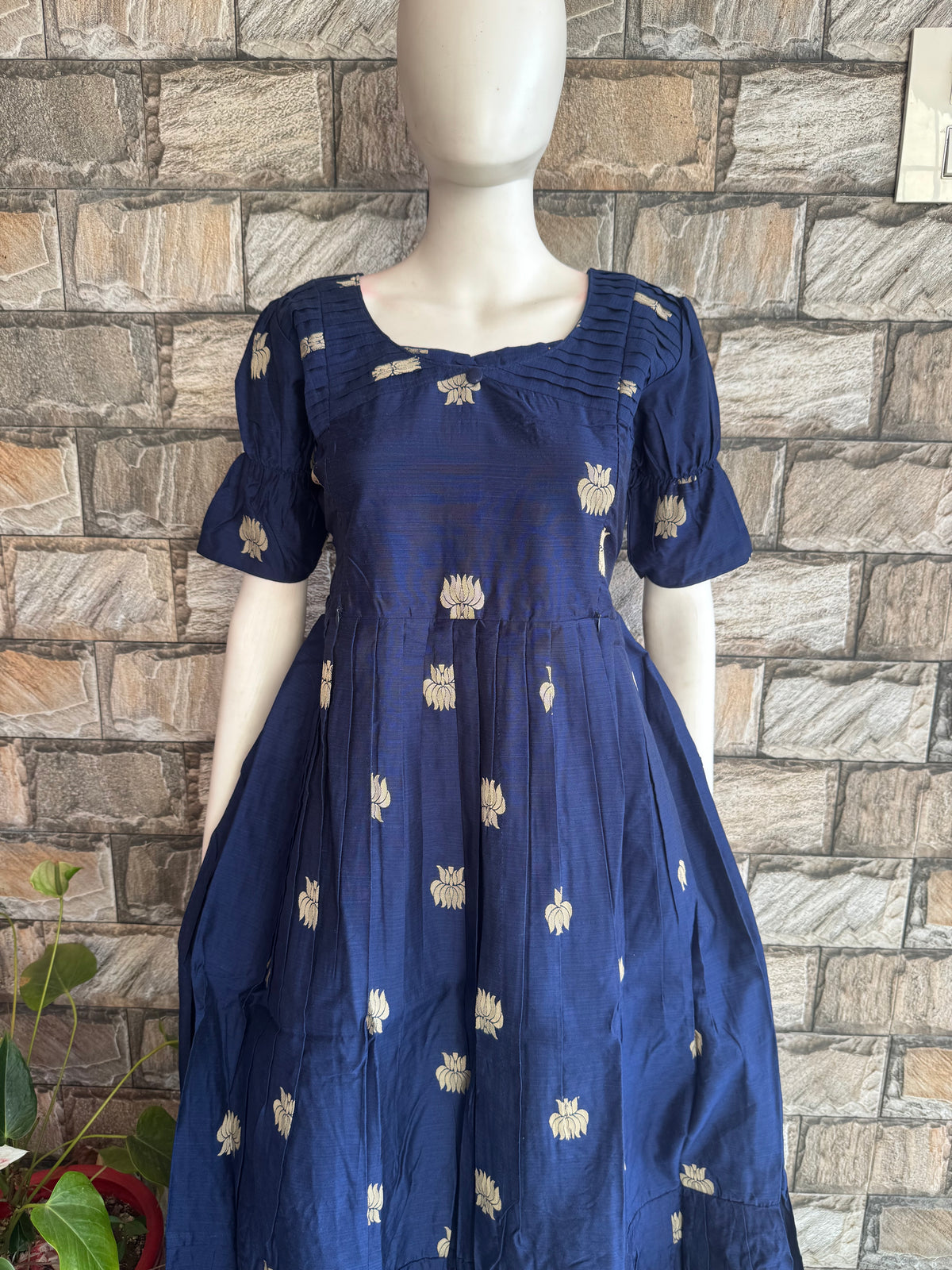 Diwali series Maternity raw silk maxi Royal blue - without Dupatta