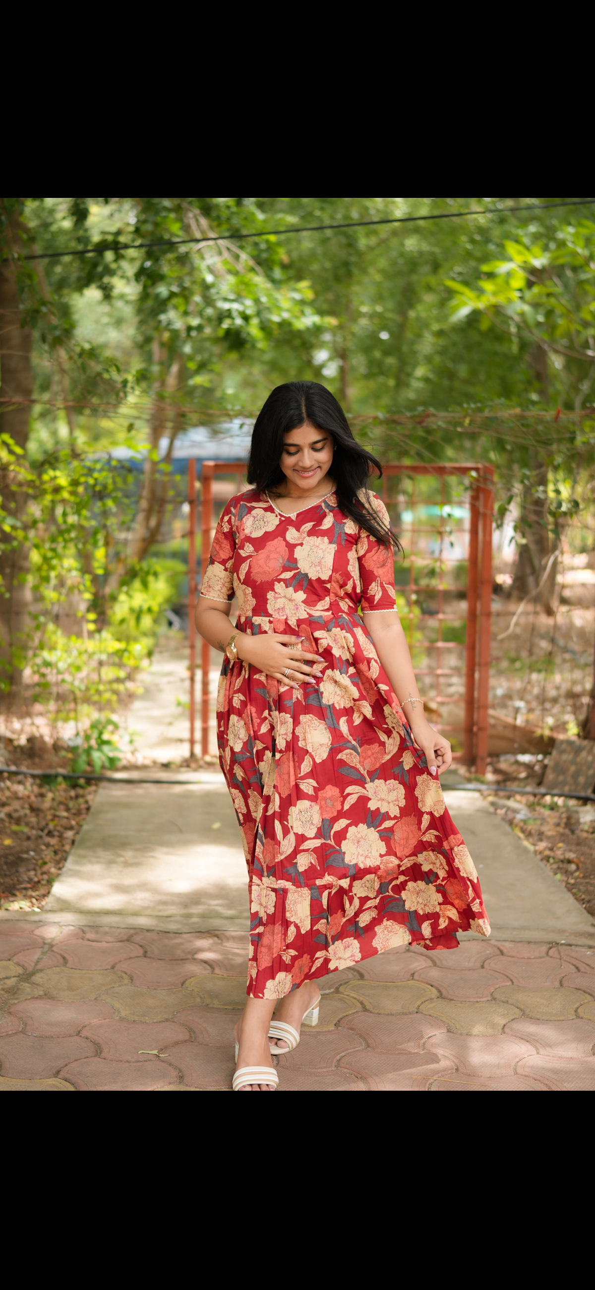 Soft cotton Maternity Feeding Maxi Hibiscus