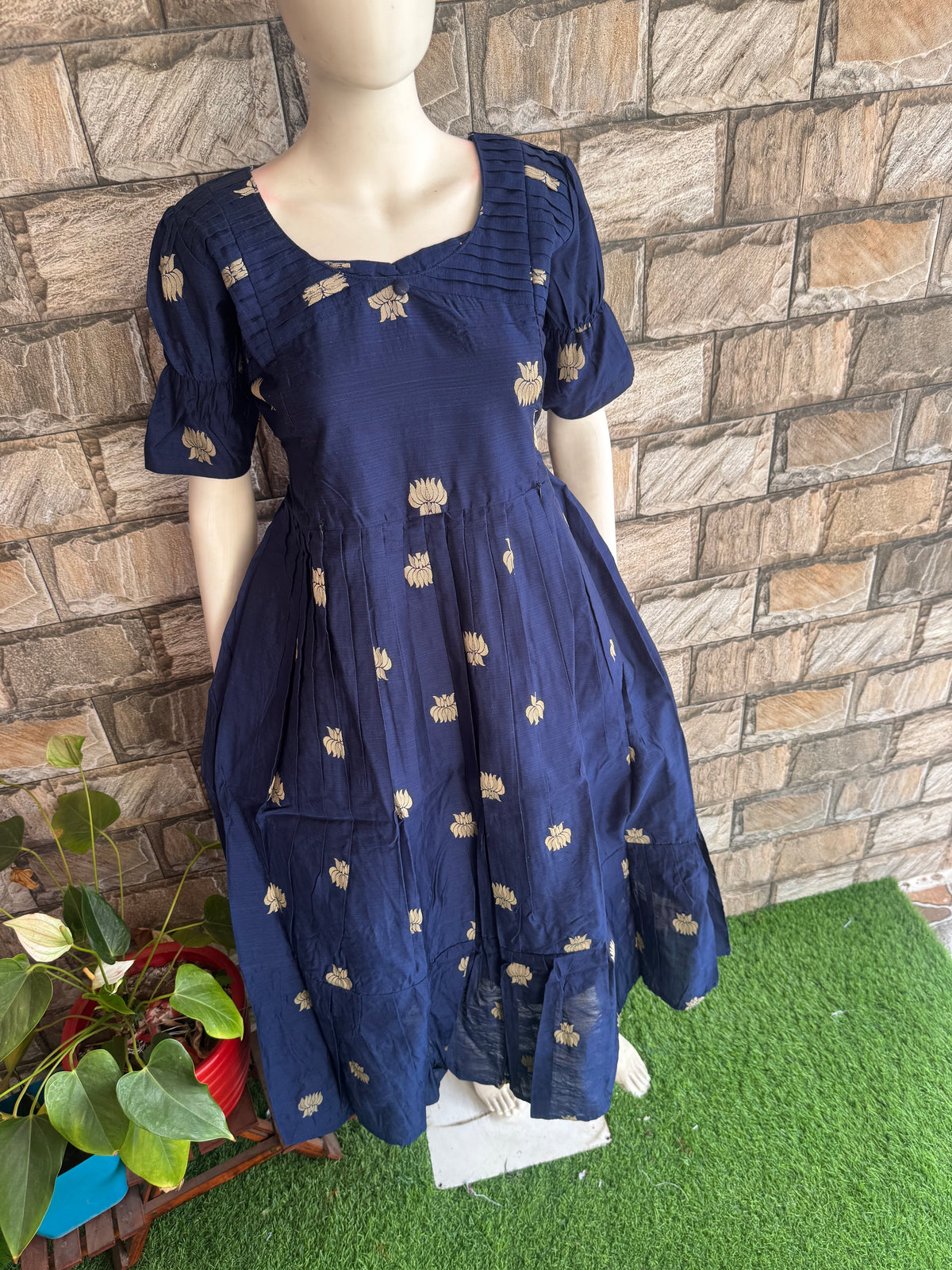 Diwali series Maternity raw silk maxi Royal blue - without Dupatta