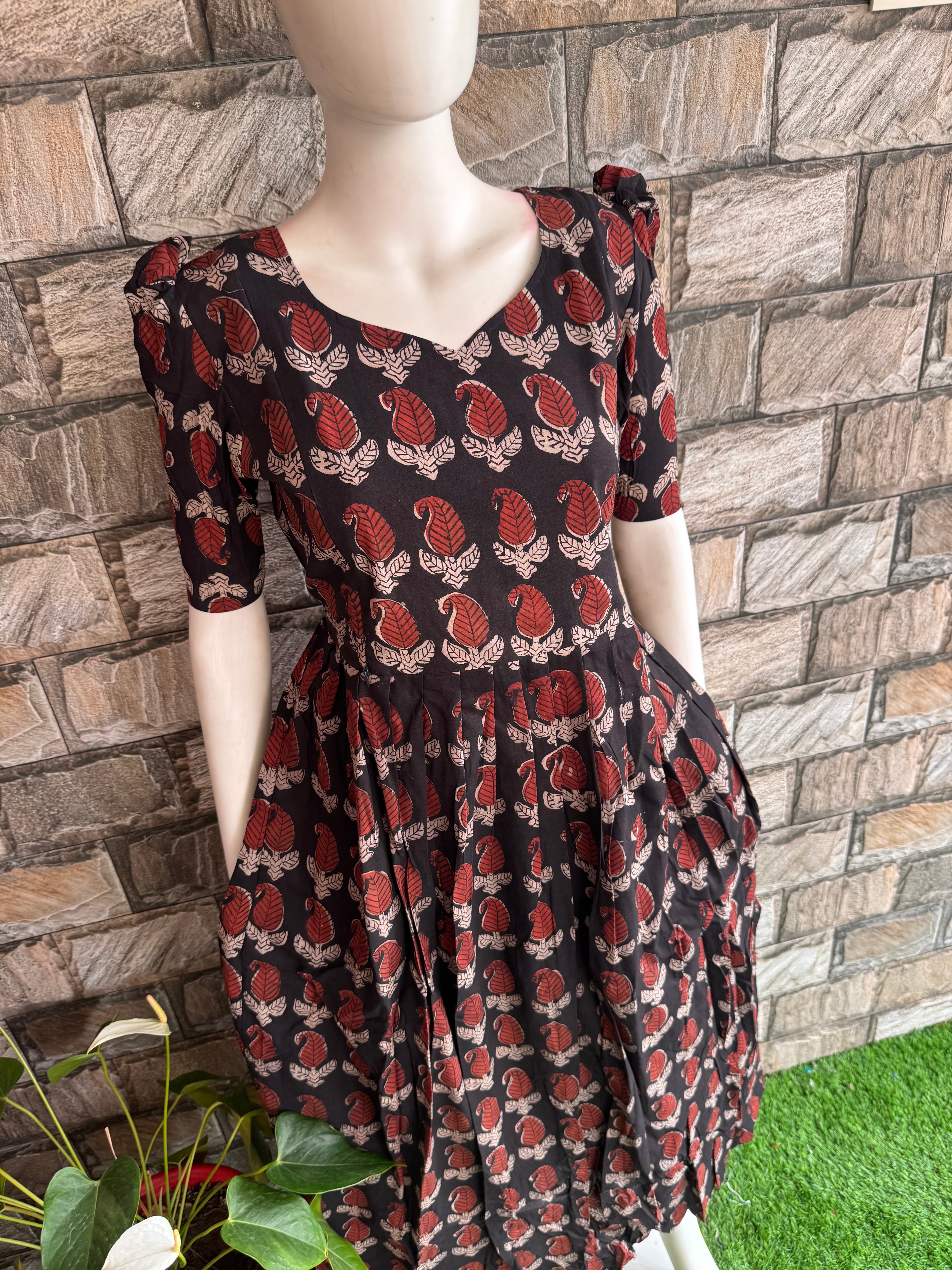 Black Baguru Handblock soft cotton Maternity maxi