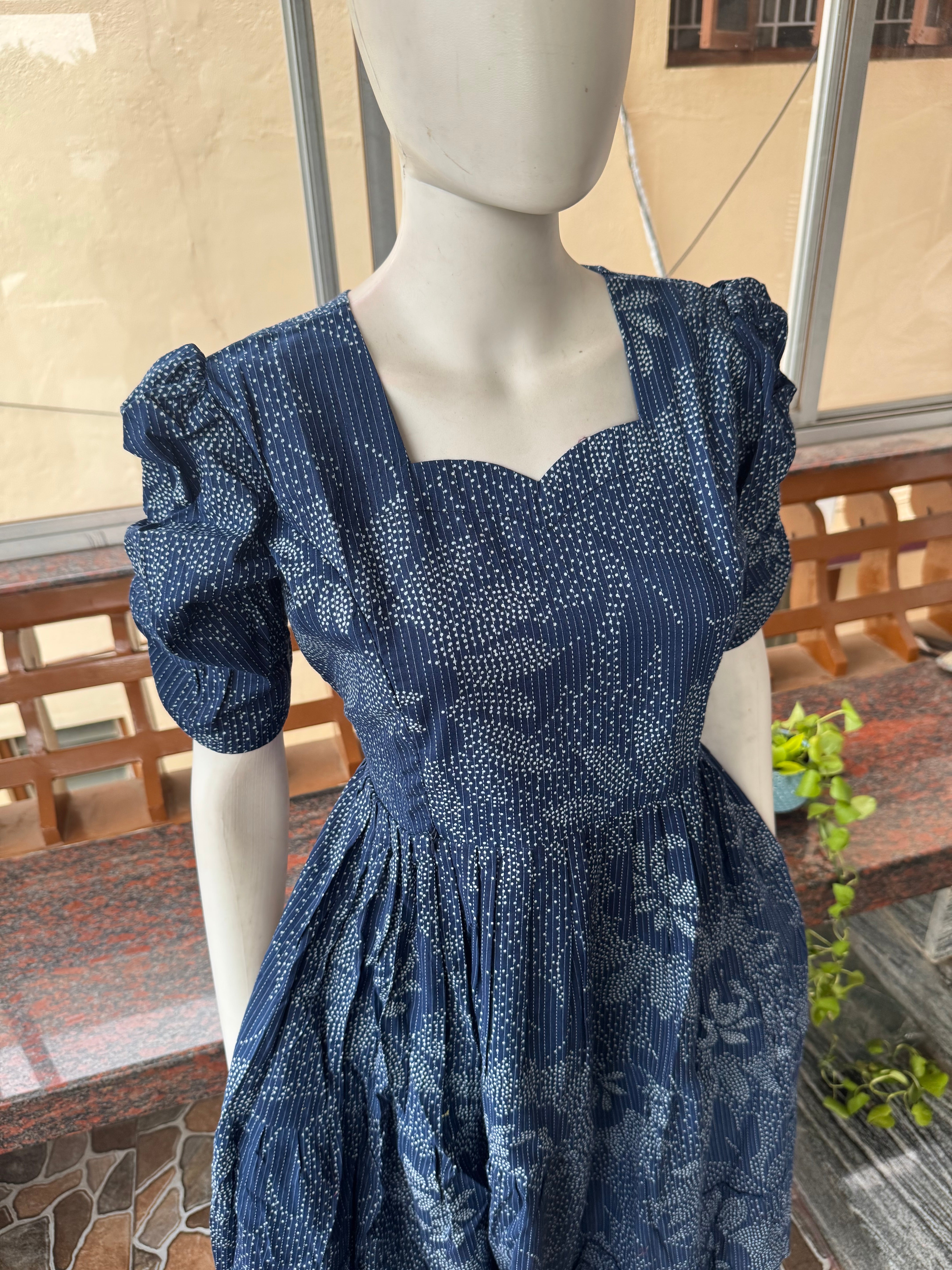 Soft kanta cotton Maternity Feeding  maxi - Indigo