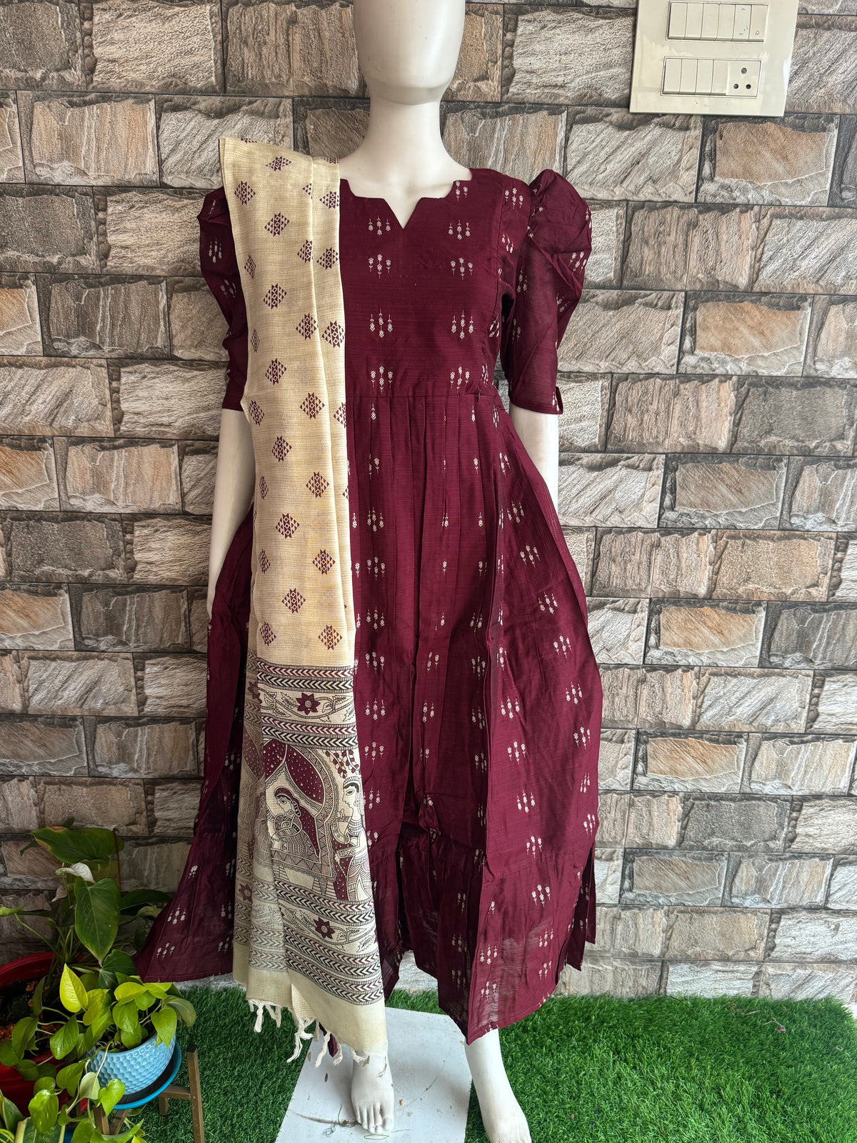 Diwali series Maternity raw silk maxi- with Dupatta