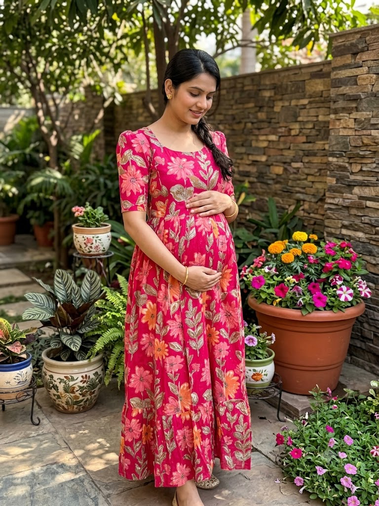 Soft cotton Maternity maxi without dupatta Floral