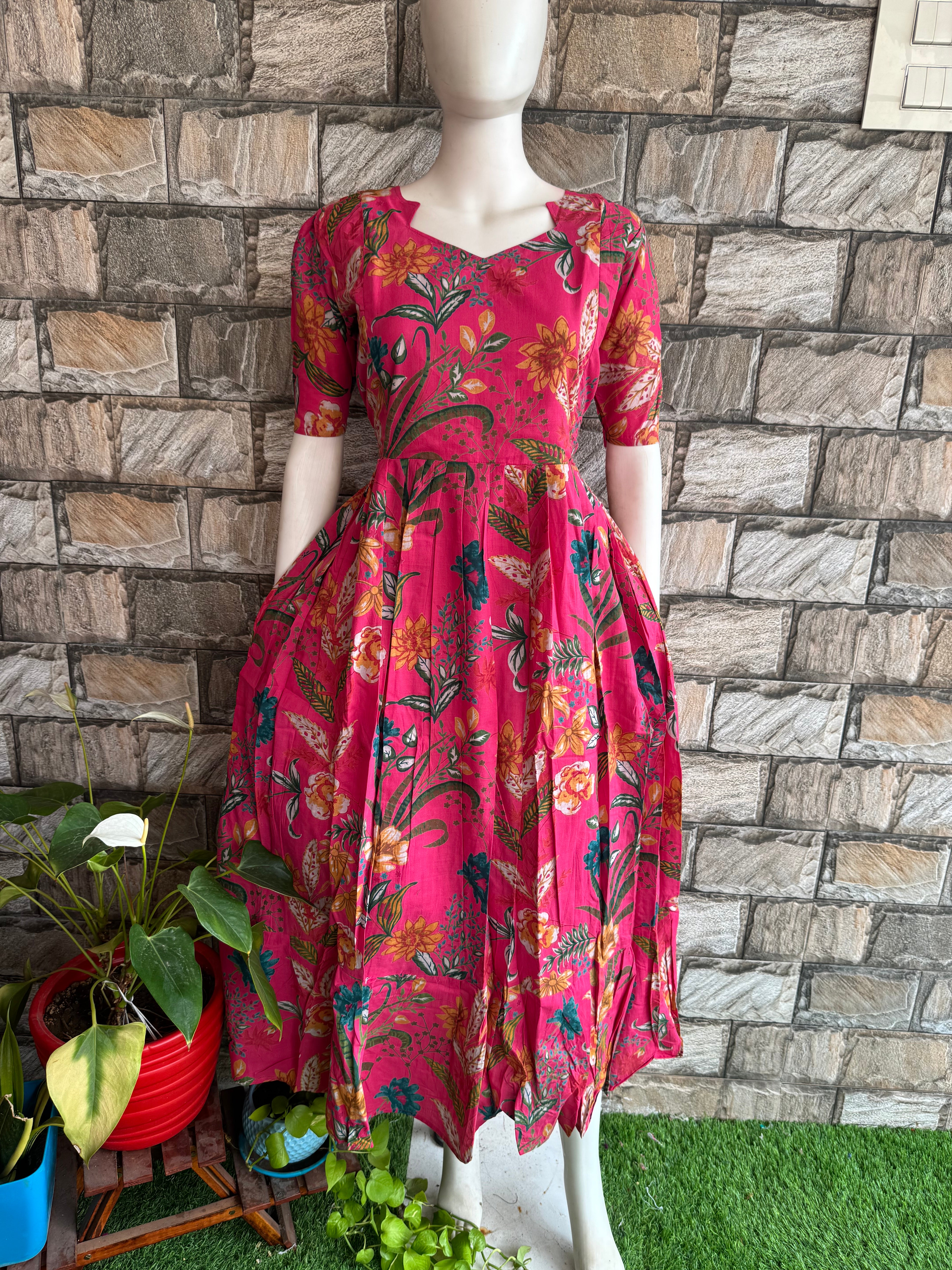 Pinky tropical soft cotton Maternity maxi